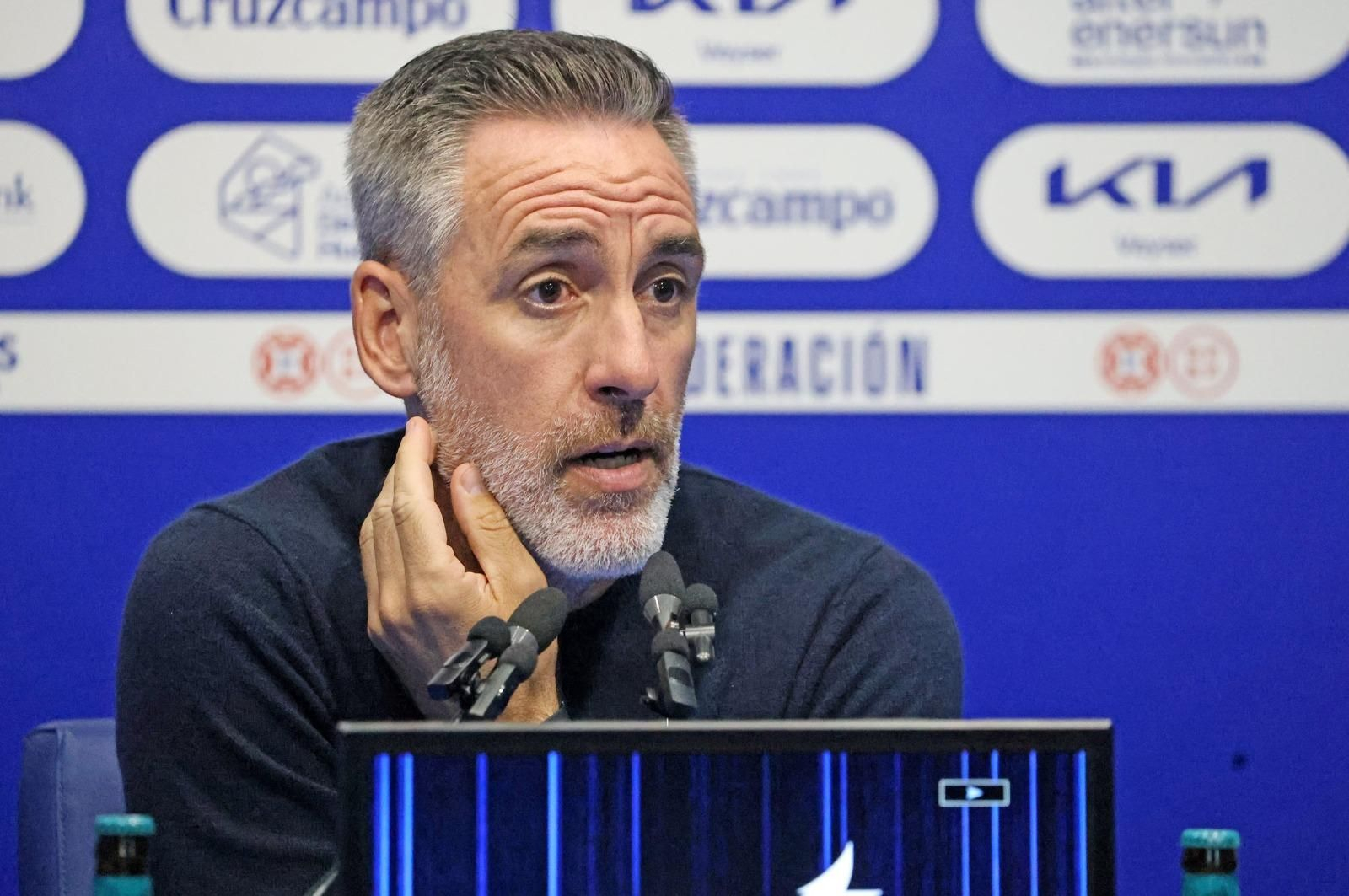 Abel Gómez durante la rueda de prensa de este domingo.