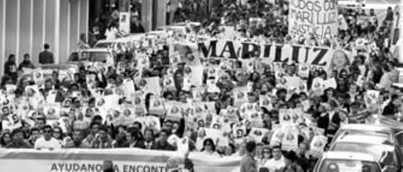 La cabecera de la marcha, formada por familiares de la niña, que recorrió las calles onubenses durante dos horas.