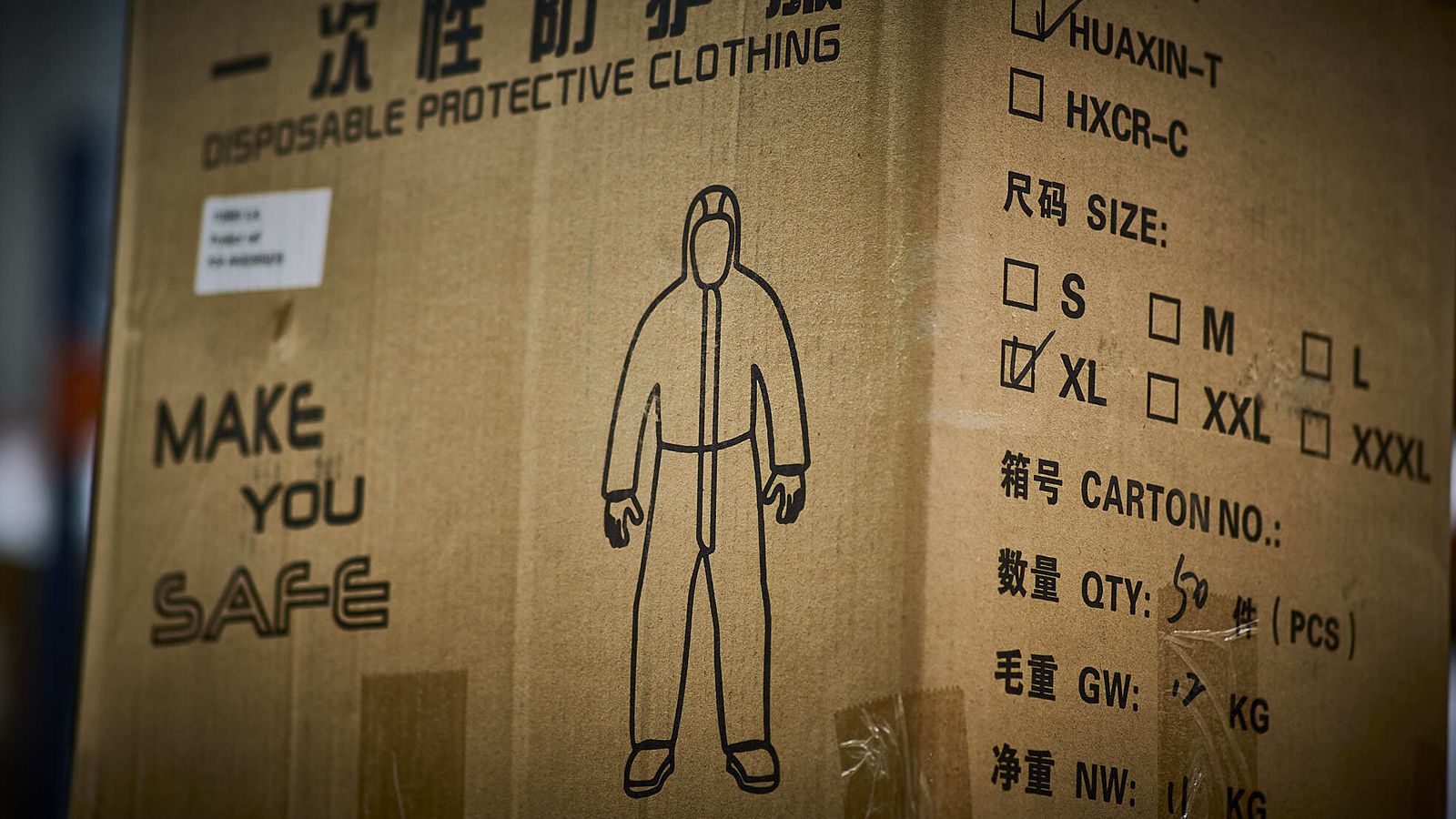 Cajas de monos de  los Equipos de  Protección Individual se almacenan en las instalaciones.