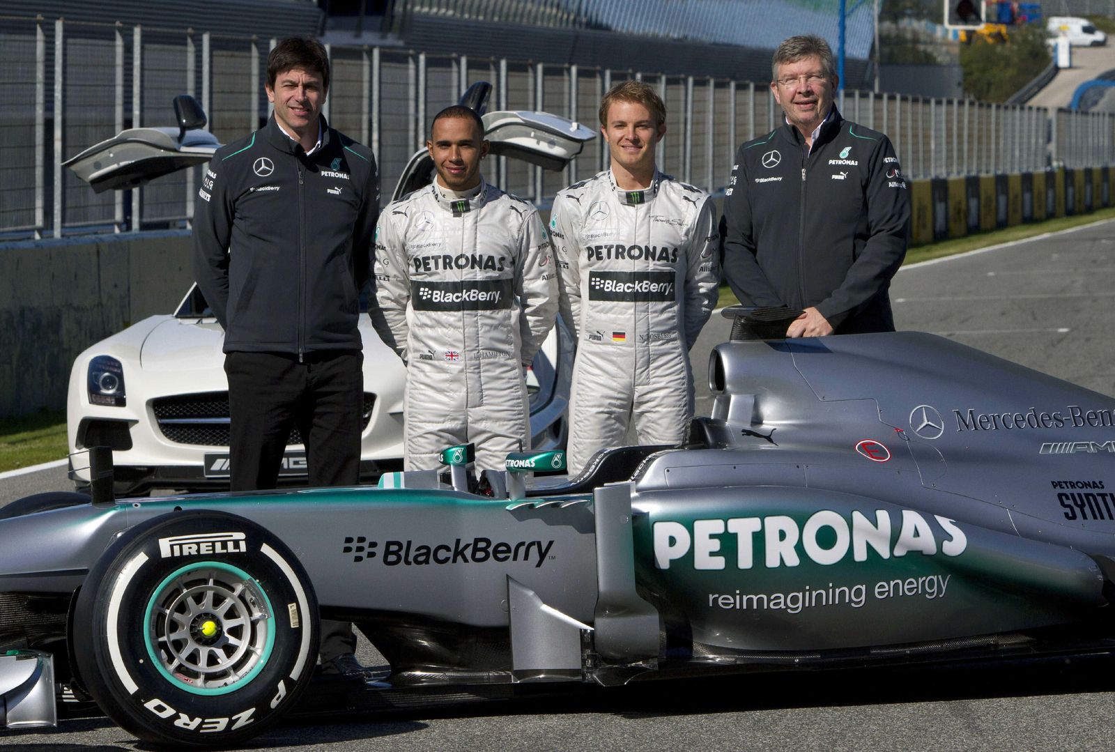 Ross Brawn junto a Nico Rosberg.