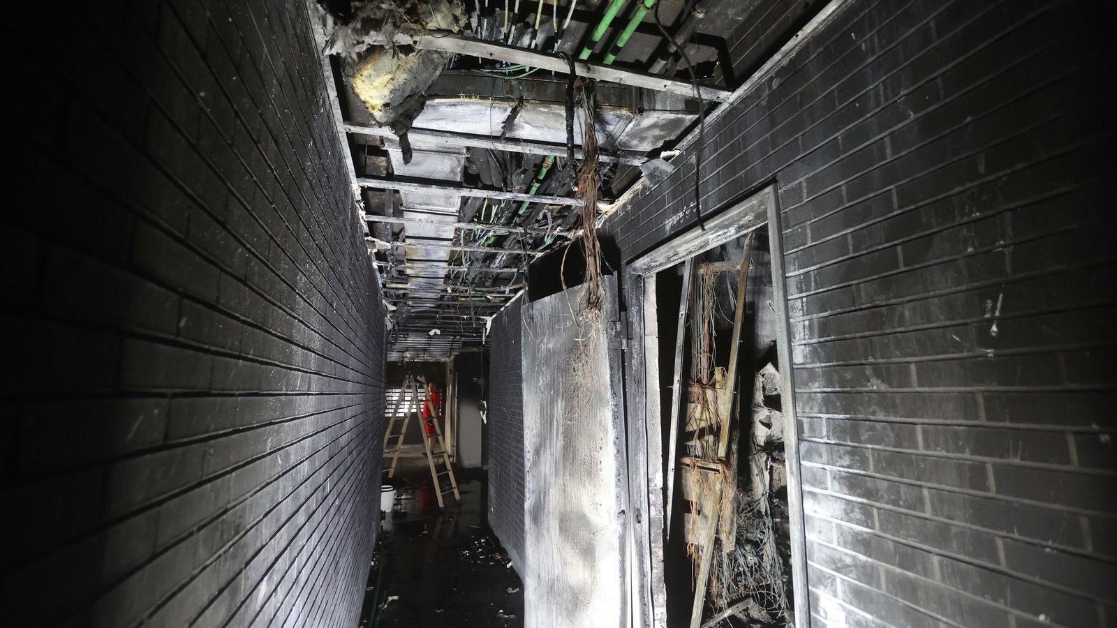 Estado en que quedó el bloque tras el siniestro.