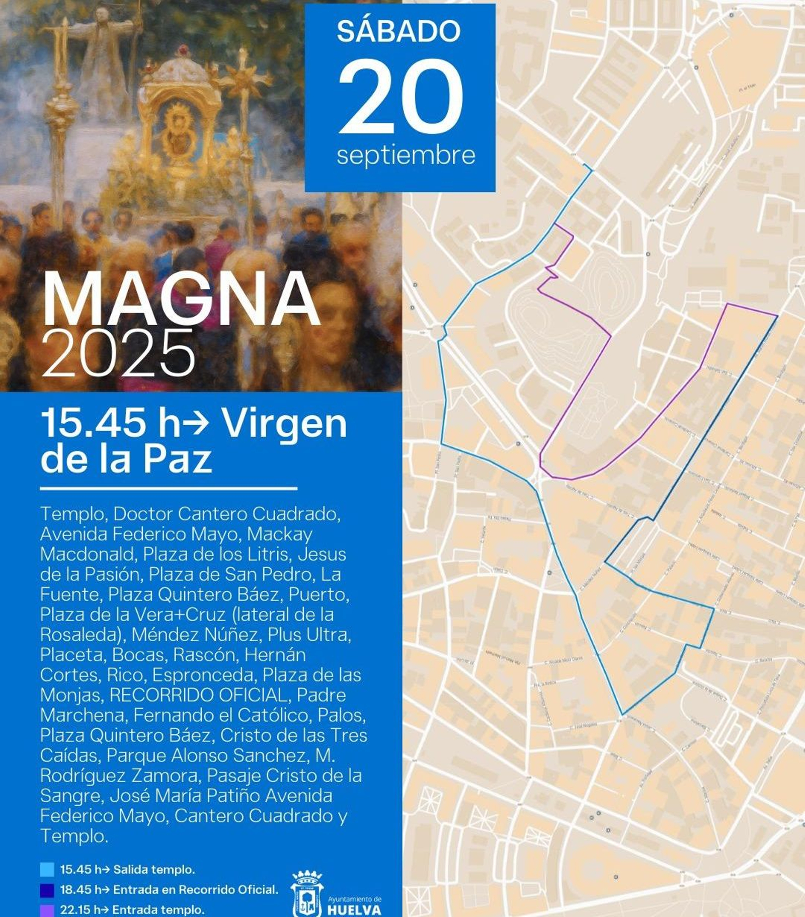 Recorrido de Ntra. Sra. de la Paz para la Magna Mariana de Huelva.