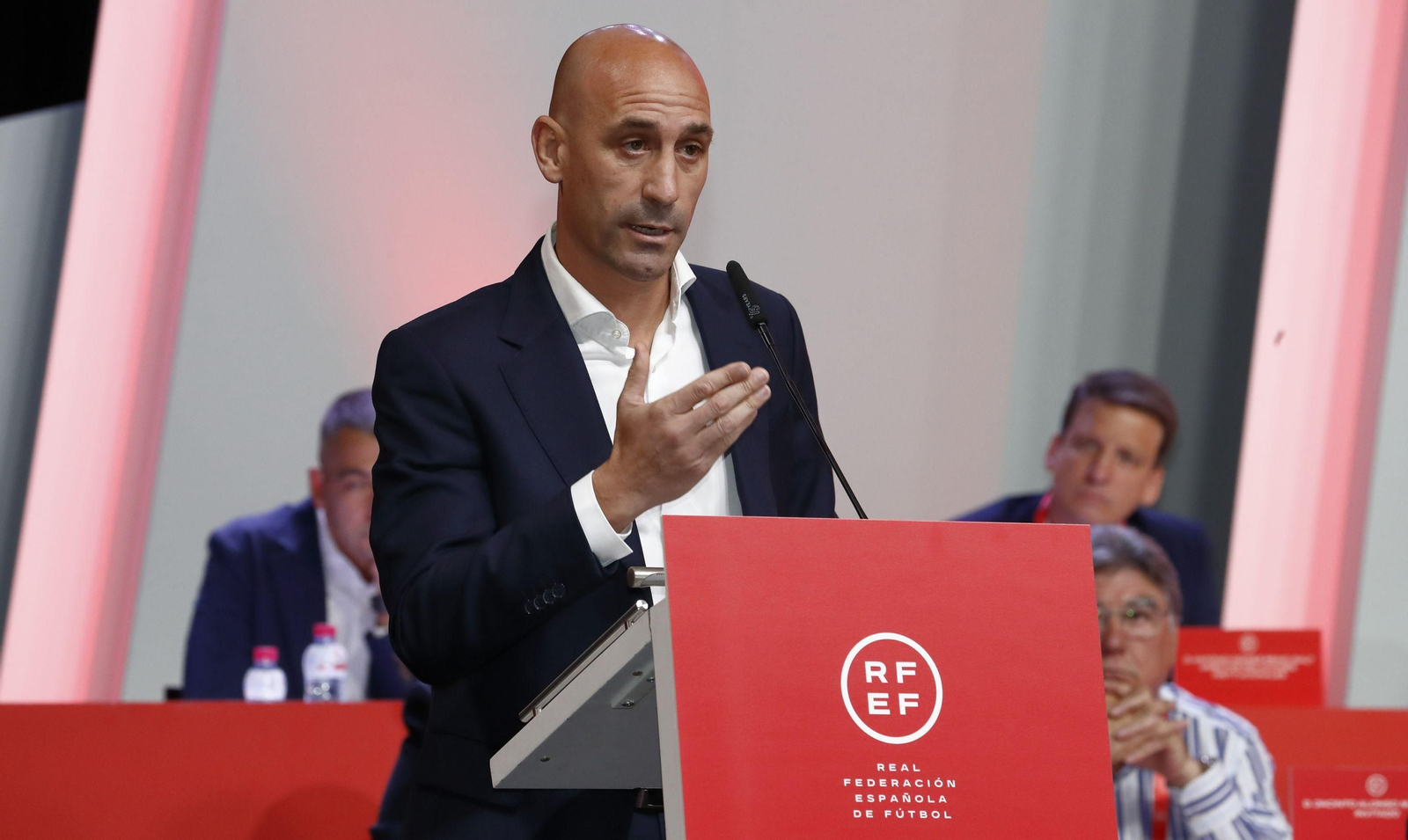 Luis Rubiales, este viernes en la Asamblea de la RFEF. Luis Rubiales, este viernes en la Asamblea de la RFEF.