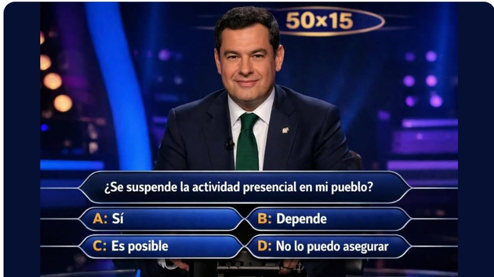 Meme de redes sociales ante la incertidumbre de si hay clase en Granada