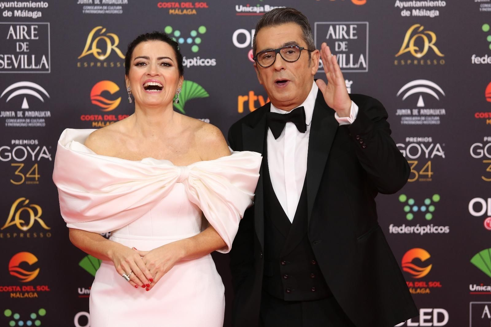 Silvia Abril y Andreu Buenafuente, presentadores de la gala de los Goya en Málaga, llegan a la alfombra roja.