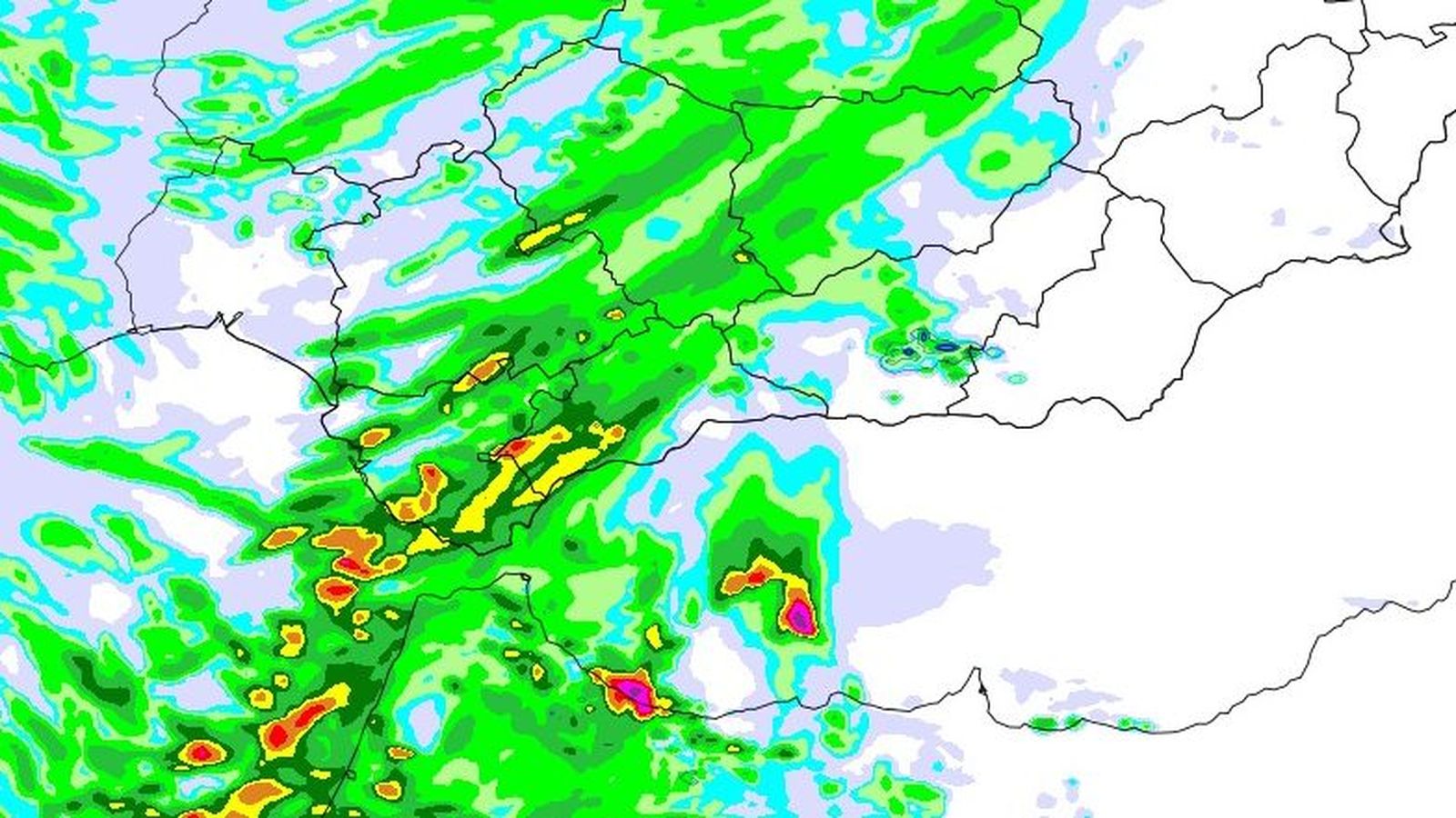 Mapa de precipitaciones de la Aemet Andalucía.