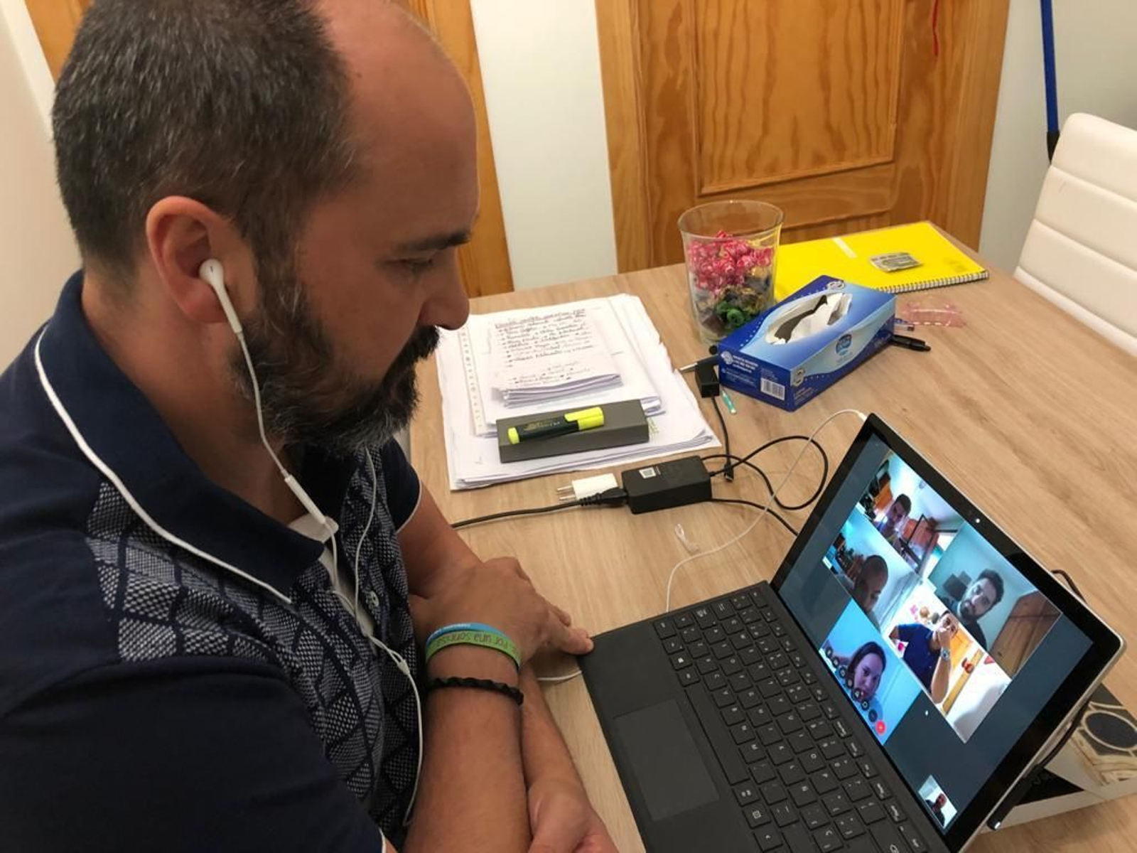 Miguel Alconchel, en la reunión telemática con los portavoces municipales