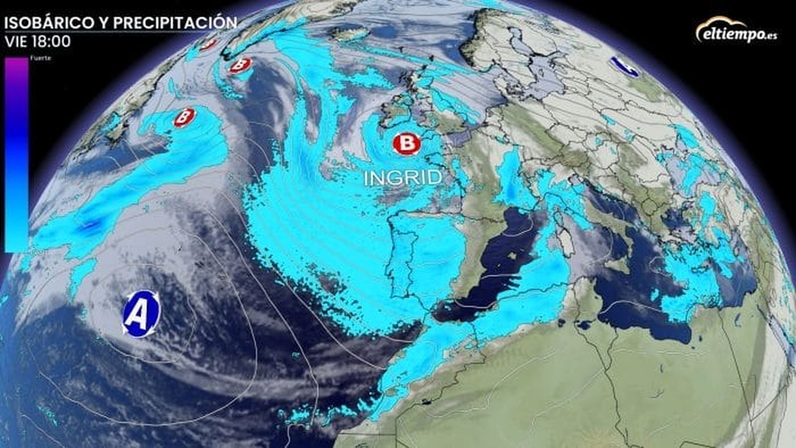 España entra en modo invernal extremo con una ciclogénesis explosiva en pleno desarrollo.