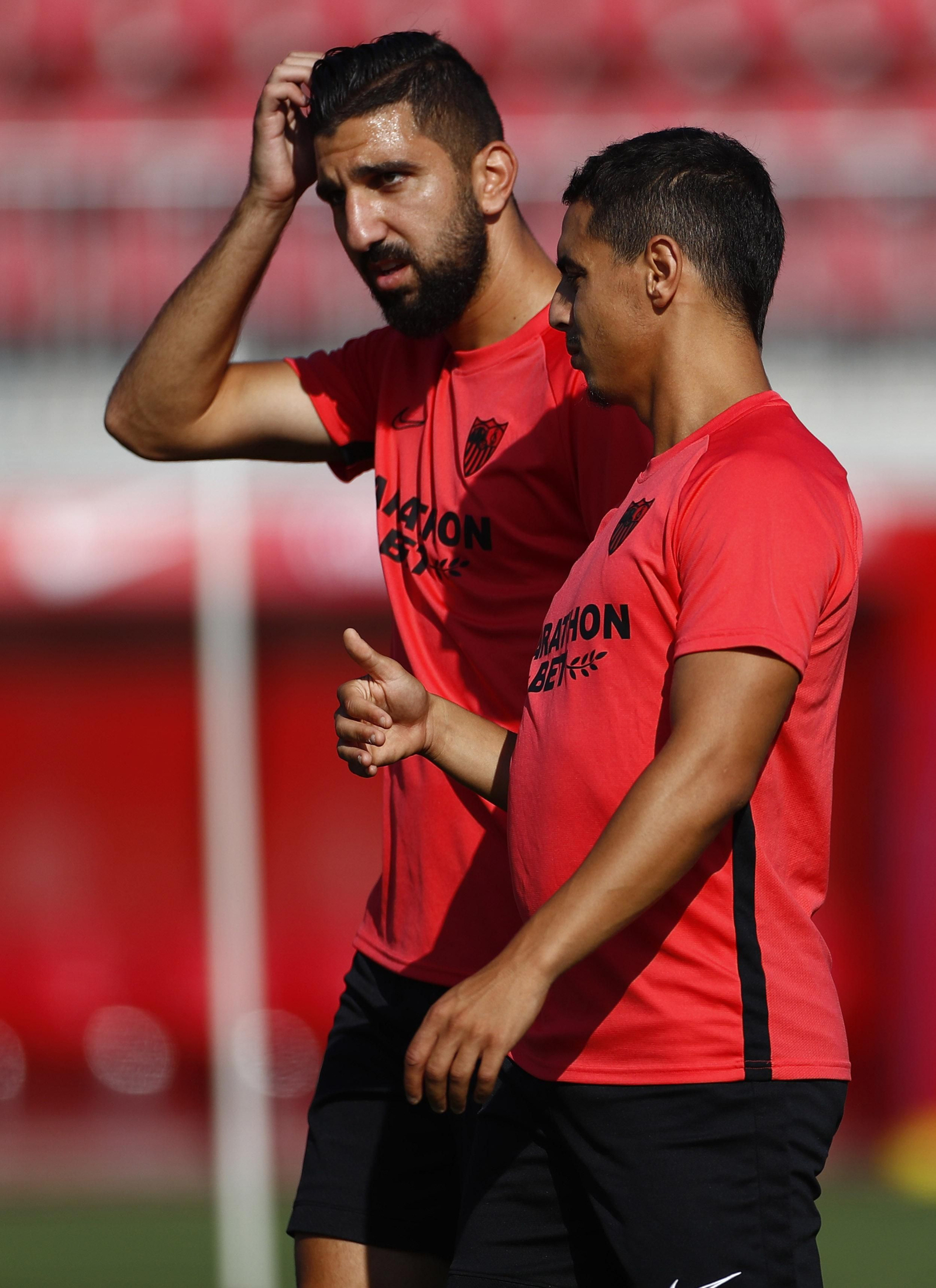 Dabbur y Ben Yedder, en el entrenamiento del día de ayer.
