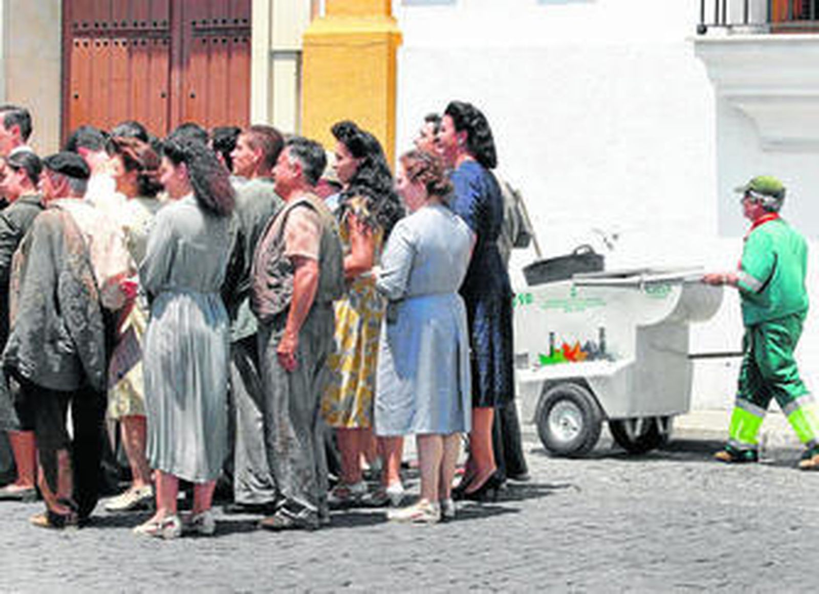 Numerosos figurantes participaron en el rodaje de las escenas que tuvieron El Puerto como escenario.