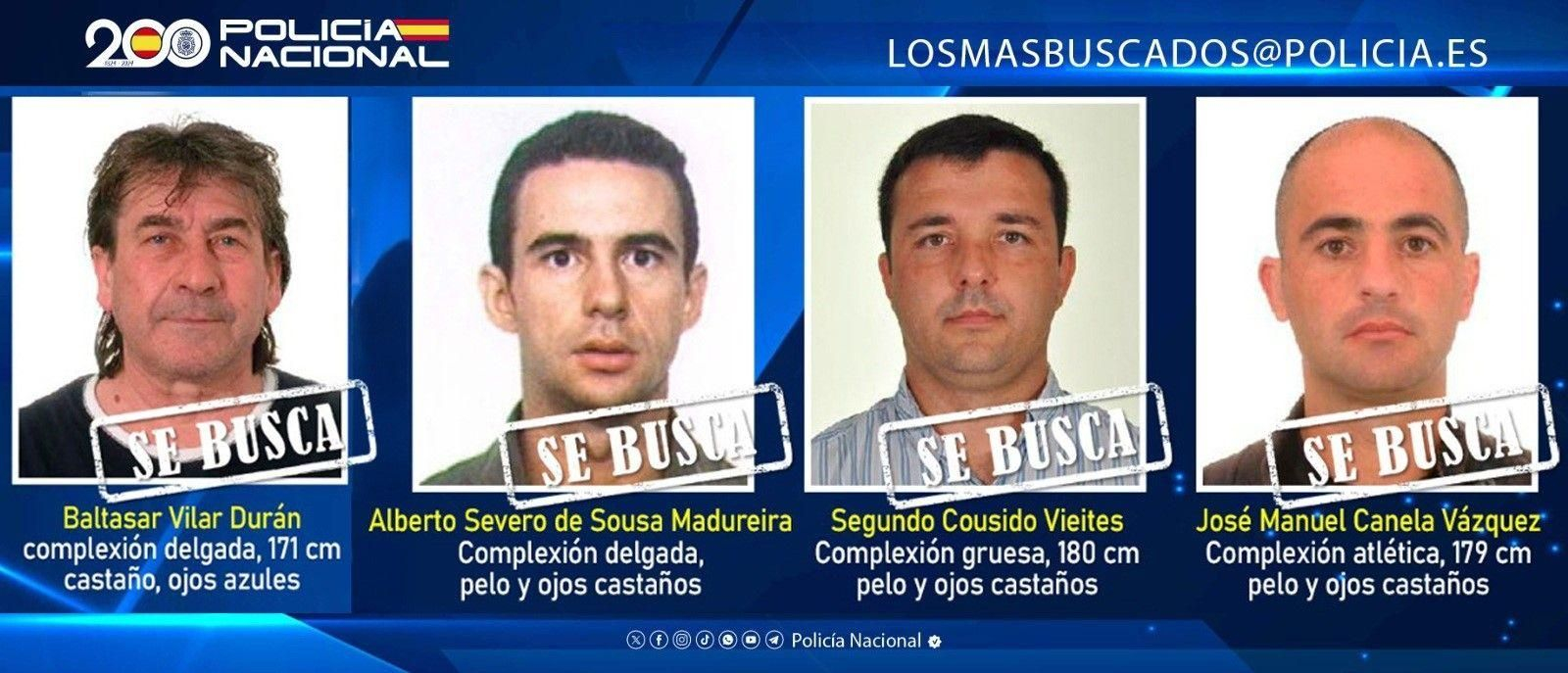 Los cuatro fugitivos más buscados.