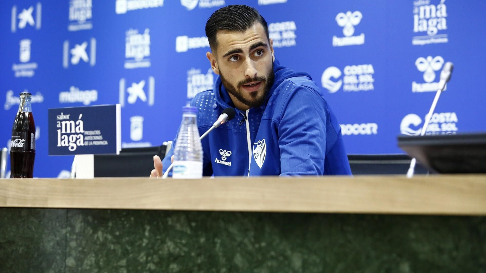 Luis Muñoz, en la sala de prensa de La Rosaleda.