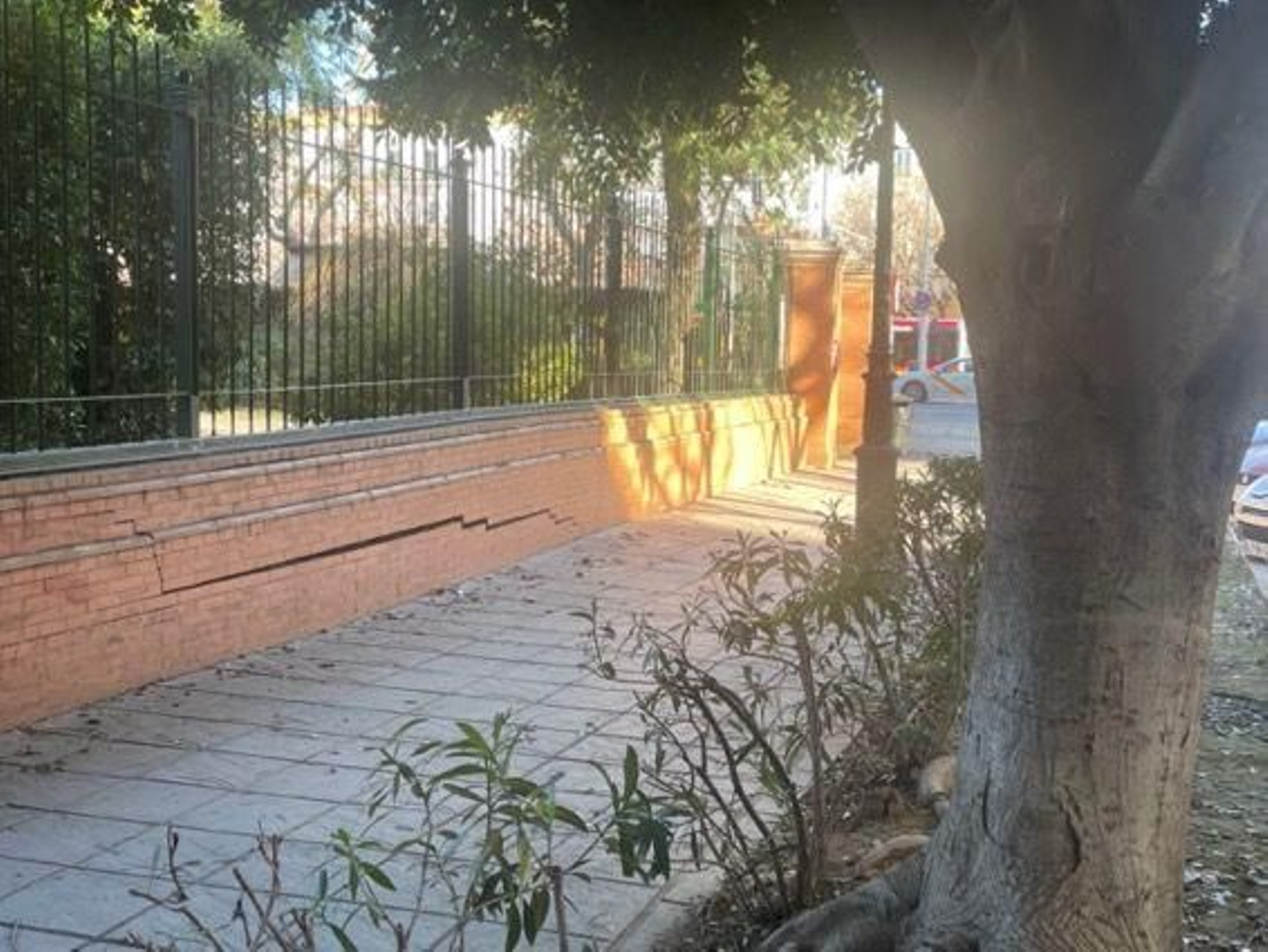 Las grietas del cerramiento de los Jardines del Prado en Diego de Riaño