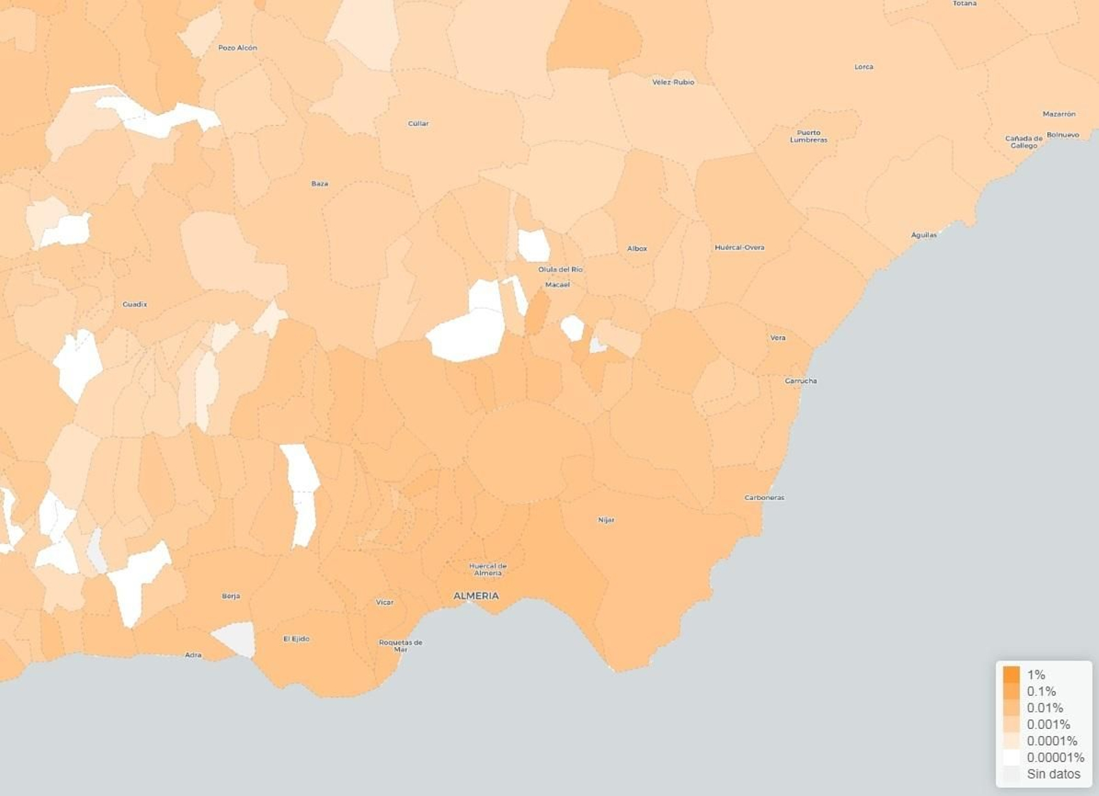 Maoa actualizado diariamente situando las zonas con mayor riesgo de contagio de coronavirus del pais.