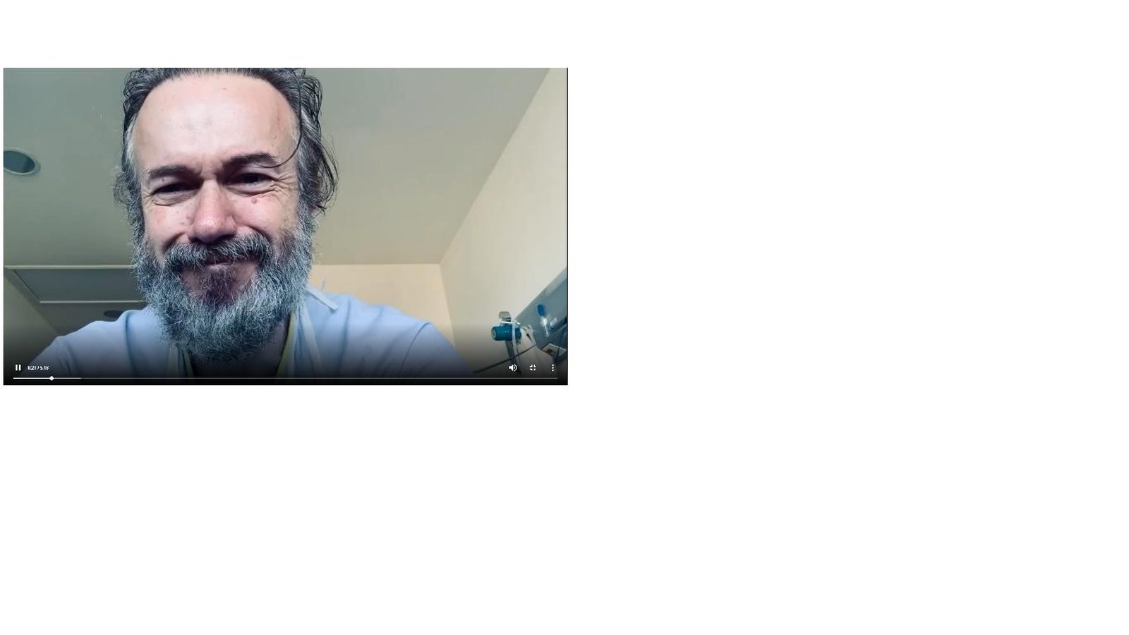 Tristán Ulloa, emocionado en su vídeo desde el hospital