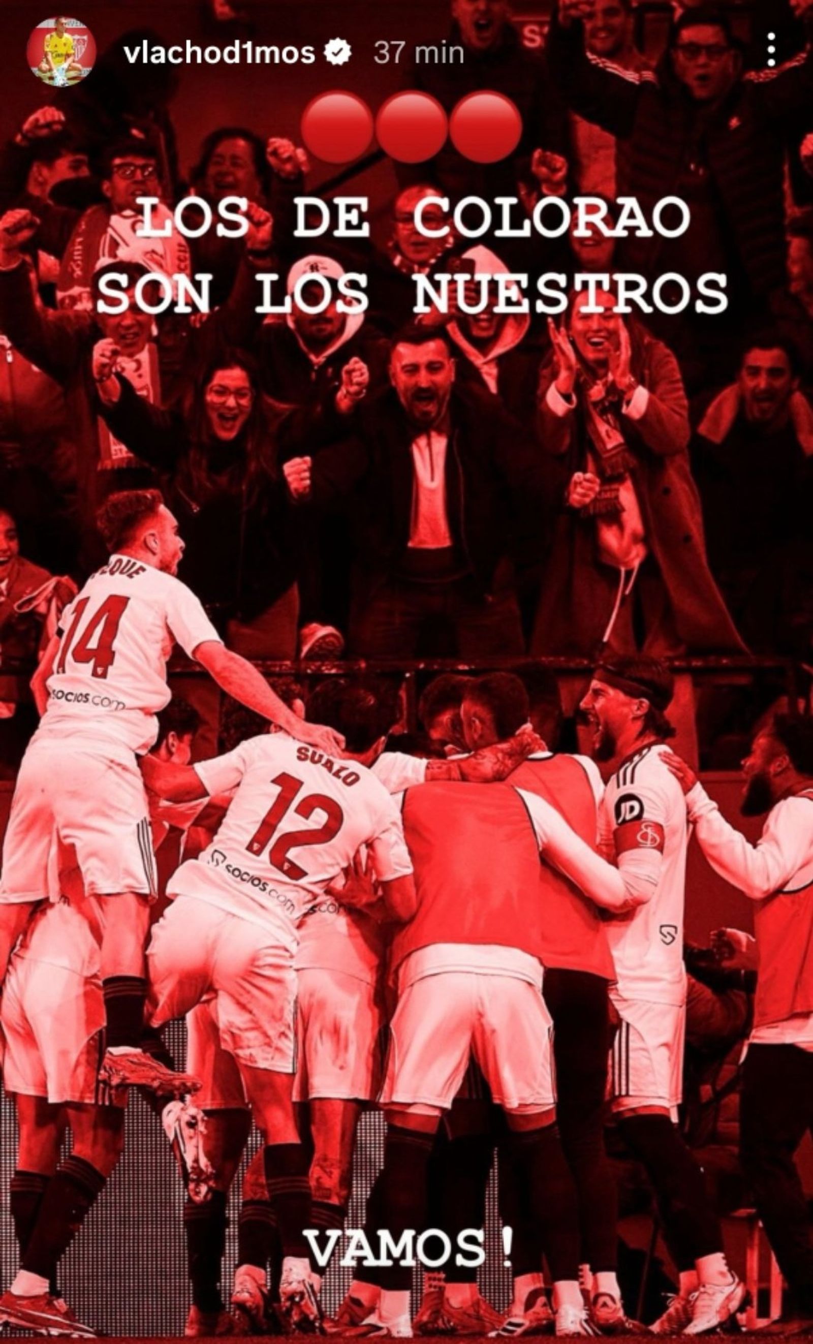 El mensaje que ha subido la plantilla del Sevilla FC con el lema de 'Los de Colorao son los nuestros'