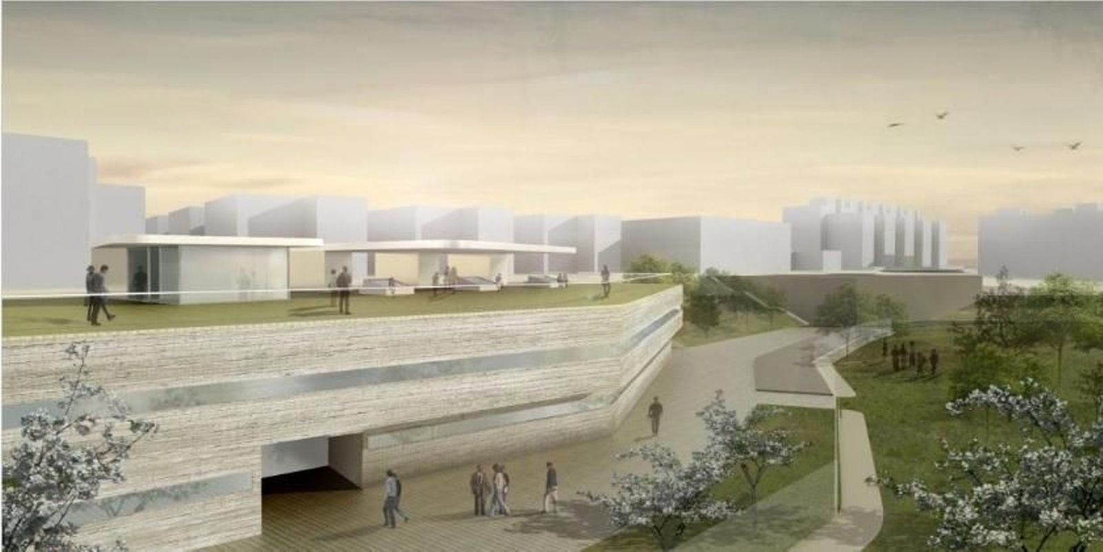 Maqueta del nuevo edificio del centro de salud de Isla Chica, que se construirá en parte de los terrenos del antiguo estadio Colombino.