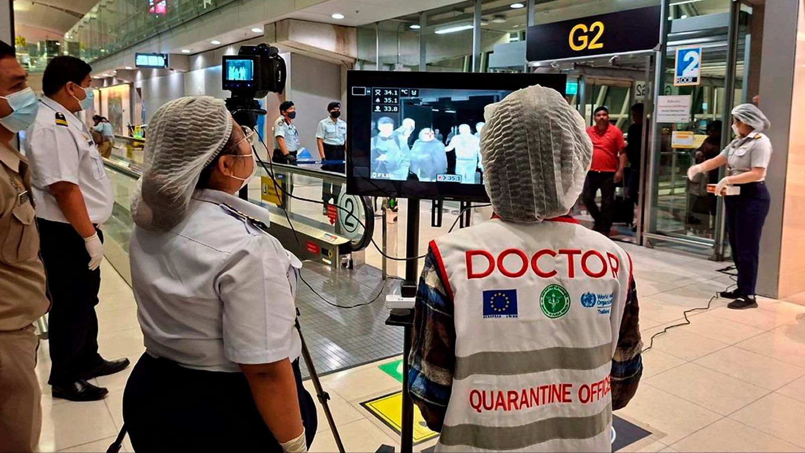 Medidas de seguridad en el aeropuerto de Suvarnabhumi, en Tailandia.