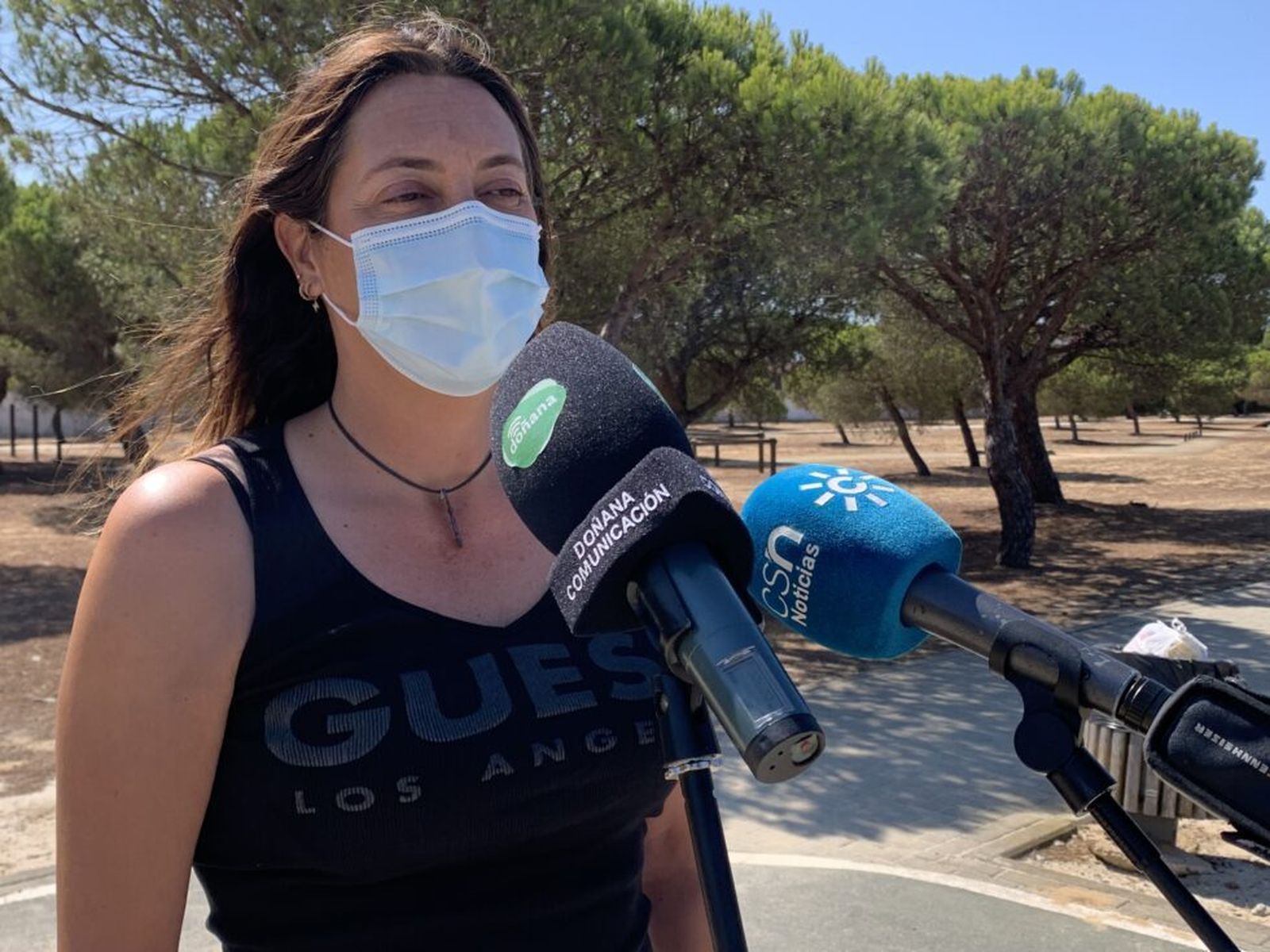 Loles López, secretaria general del PP-A, ayer en la provincia de Huelva.