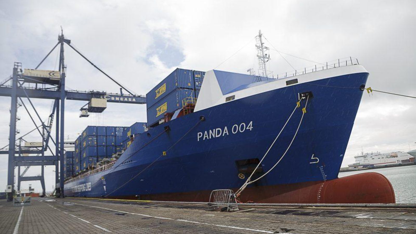El portacontenedores Panda 4, atracado en Cádiz El portacontenedores Panda 4, atracado en Cádiz
