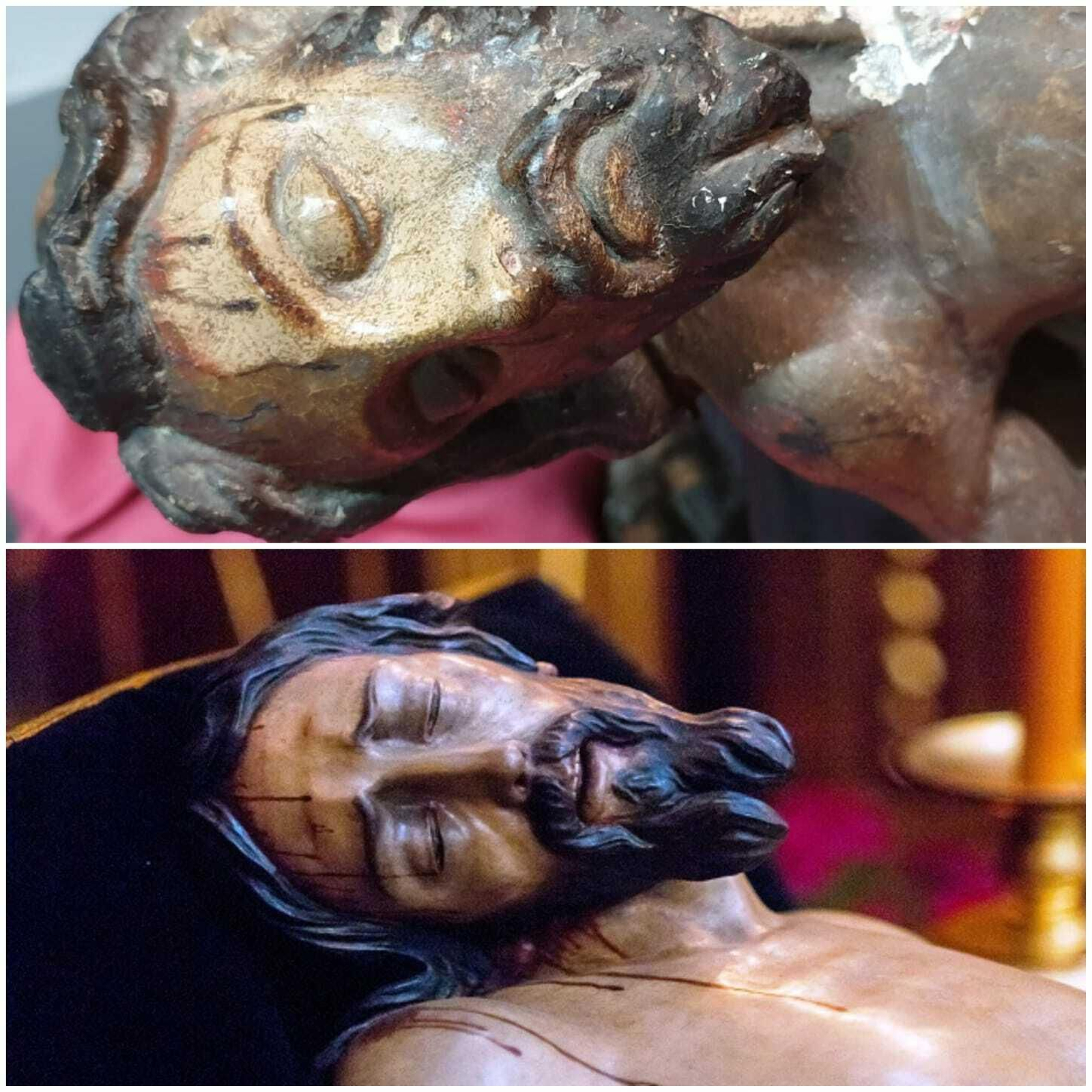 Similitud entre el Cristo de la primitiva y Nuestro Padre Jesús Descendido de la Cruz, titular de la hermandad.