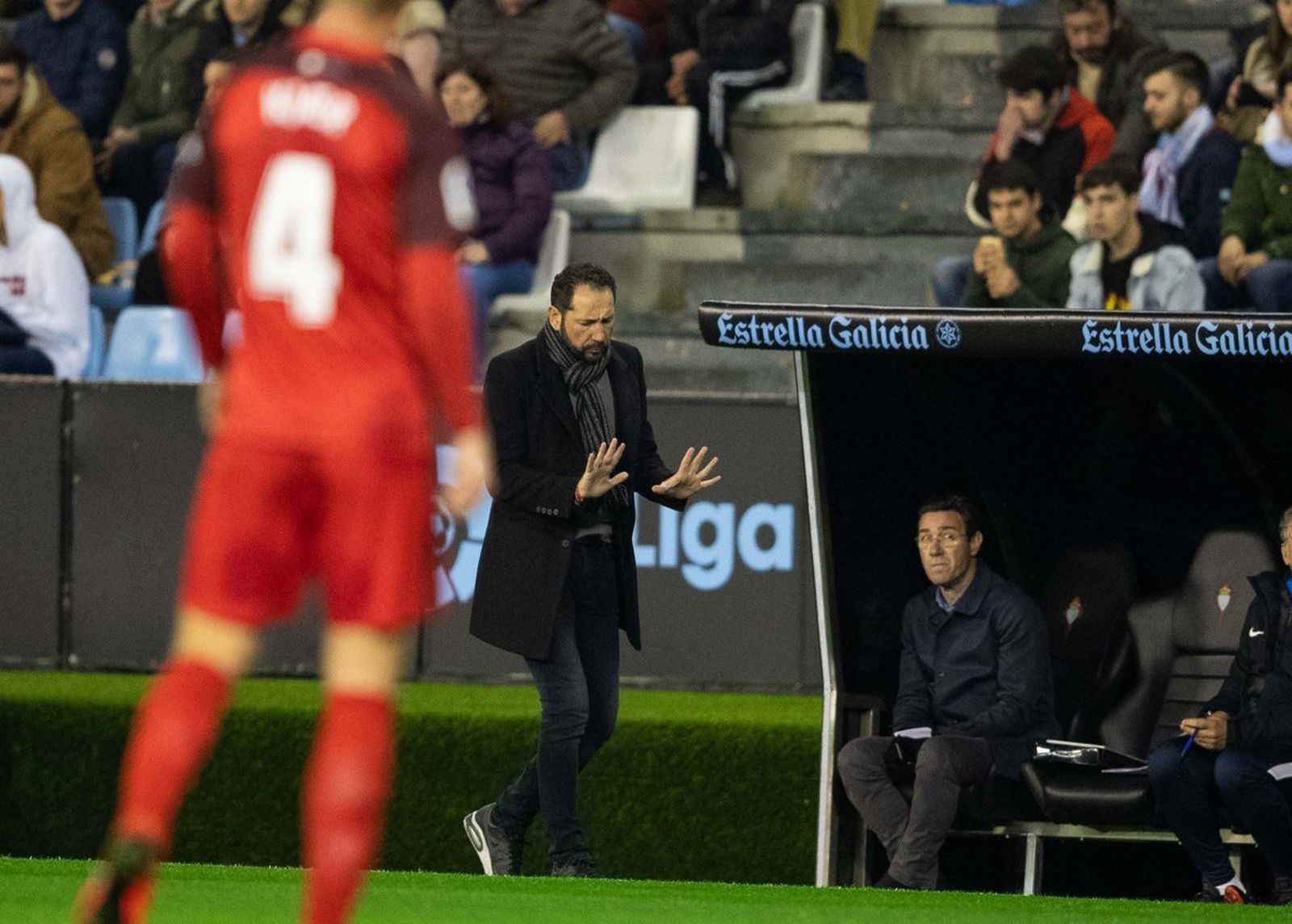 Machín, durante un momento del encuentro ante el Celta.
