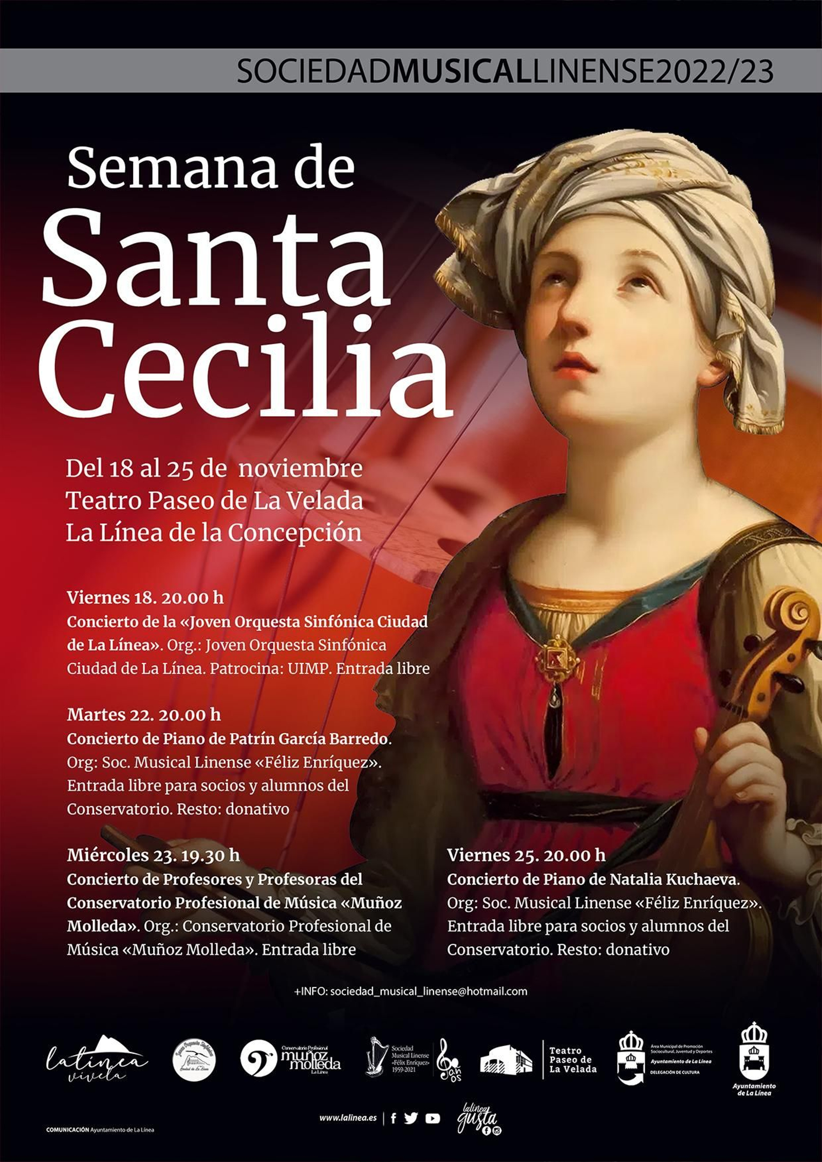 Cartel de la programación de la Semana de Santa Cecilia.