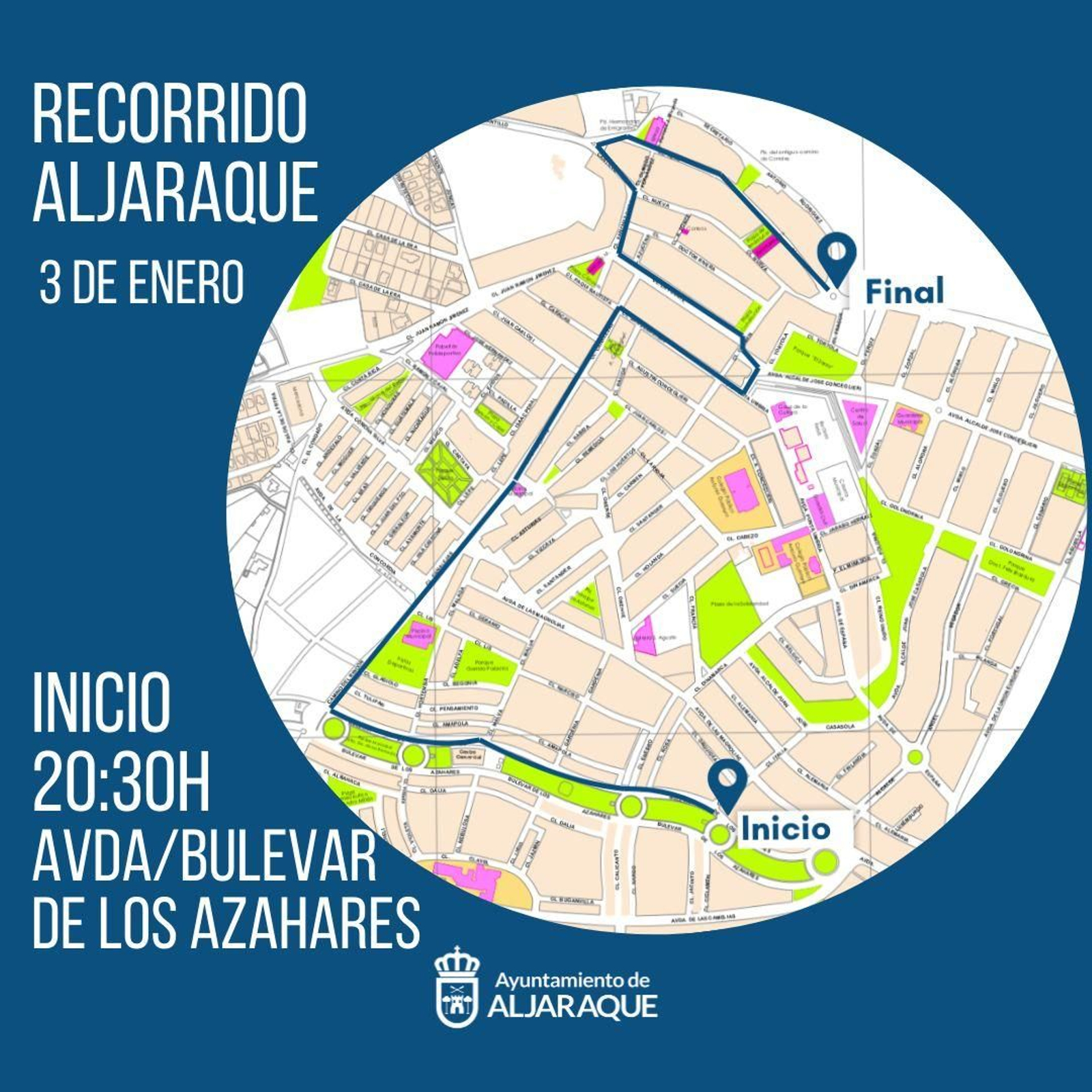 Recorrido de Aljaraque el tres de enero.