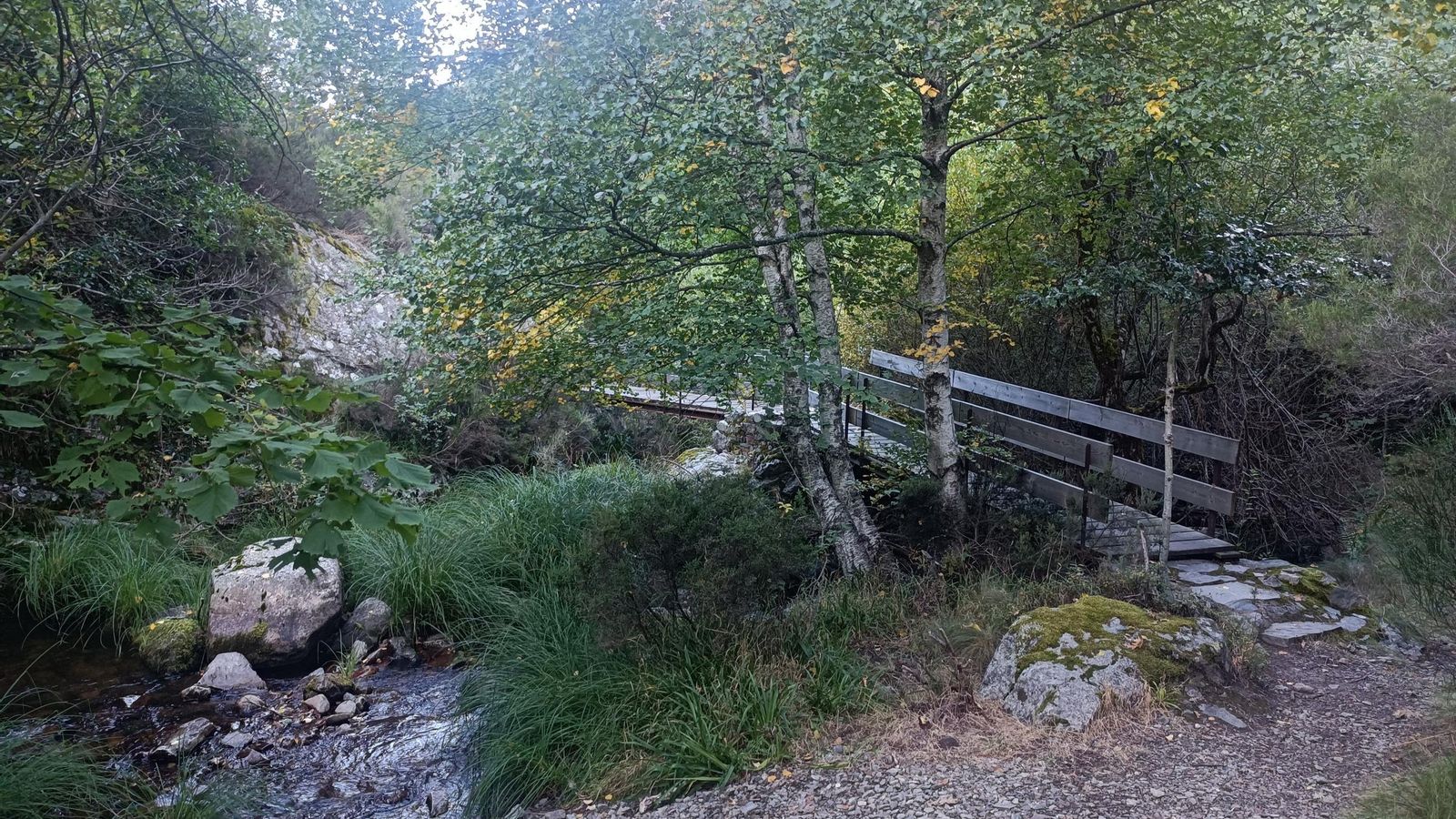 Cruzamos el río Boeza un par de veces por unas pasarelas de madera.