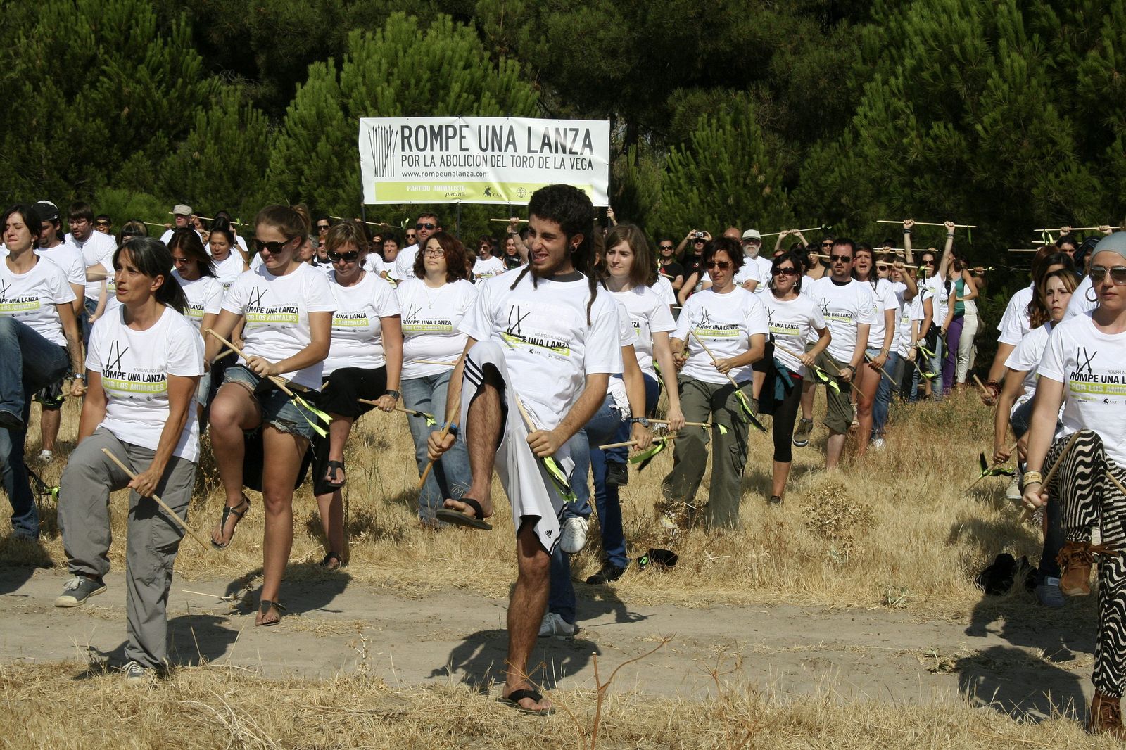 Una de las protestas organizada por el Partido Animalista contra la celebración del Toro de la Vega.