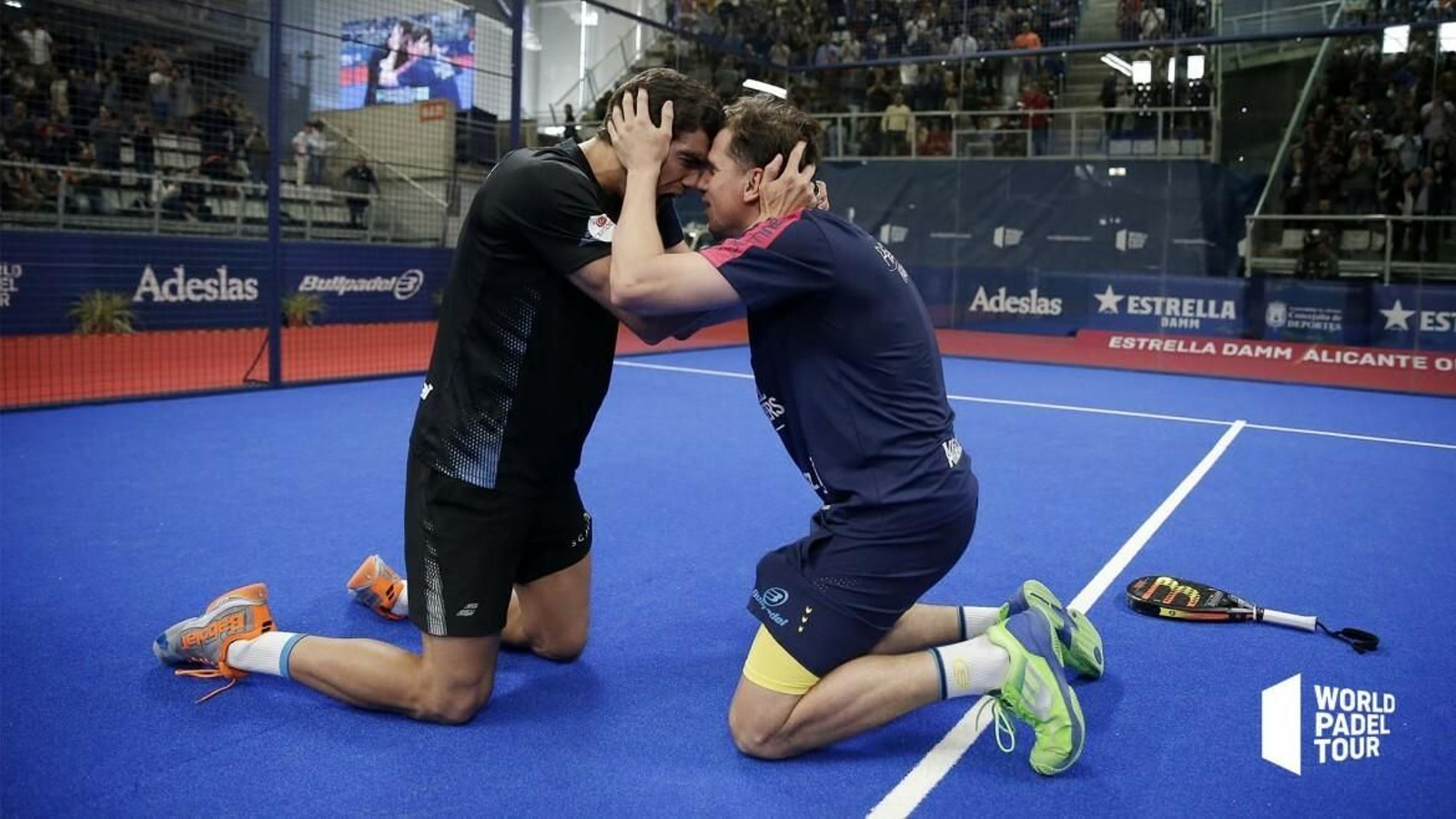 Lebrón y Navarro festejan su triunfo en la final del Alicante Open nada más producirse. Lebrón y Navarro festejan su triunfo en la final del Alicante Open nada más producirse.