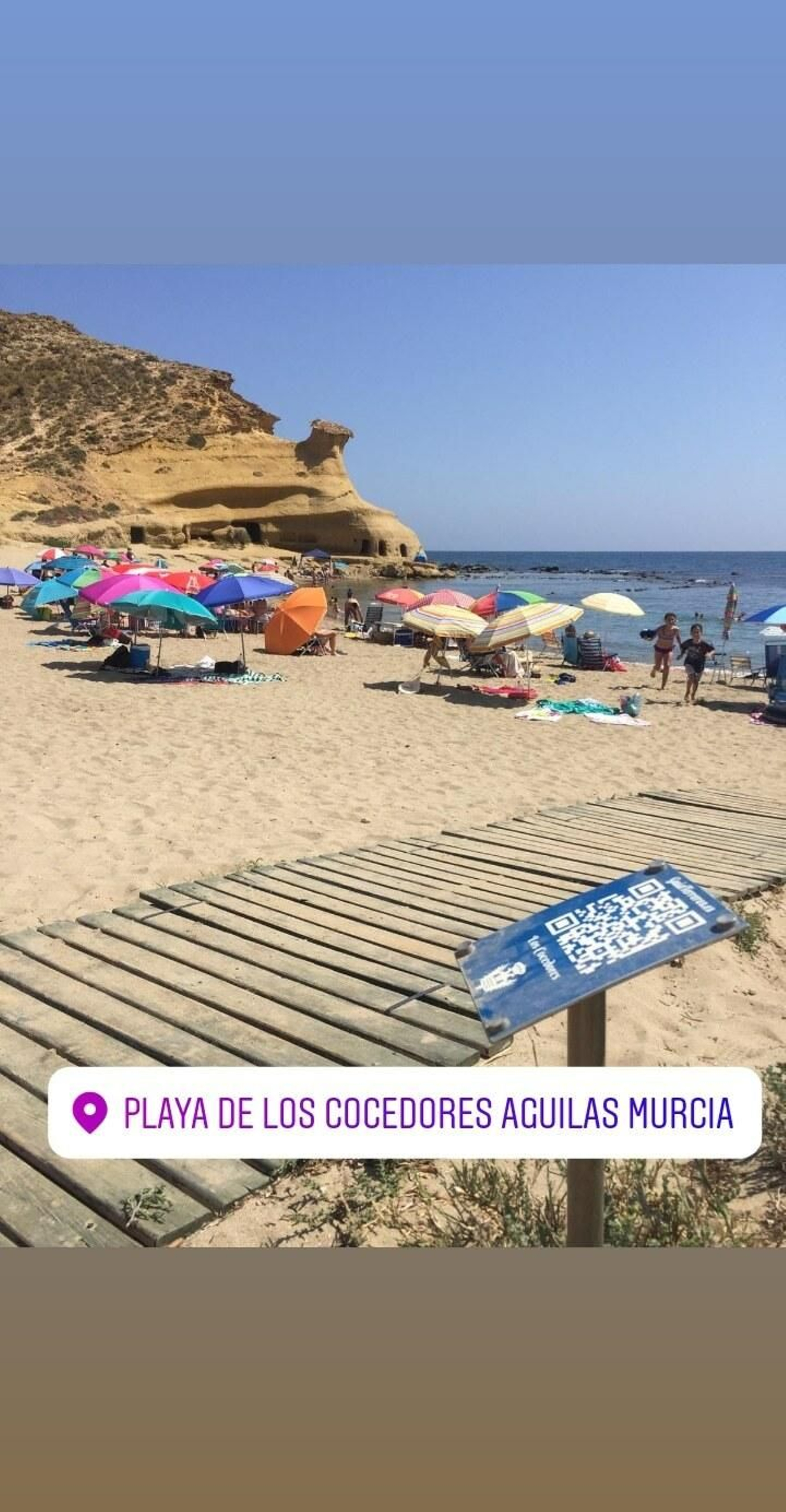 'Instagram stories' con la ubicación de la playa de Los Cocedores.