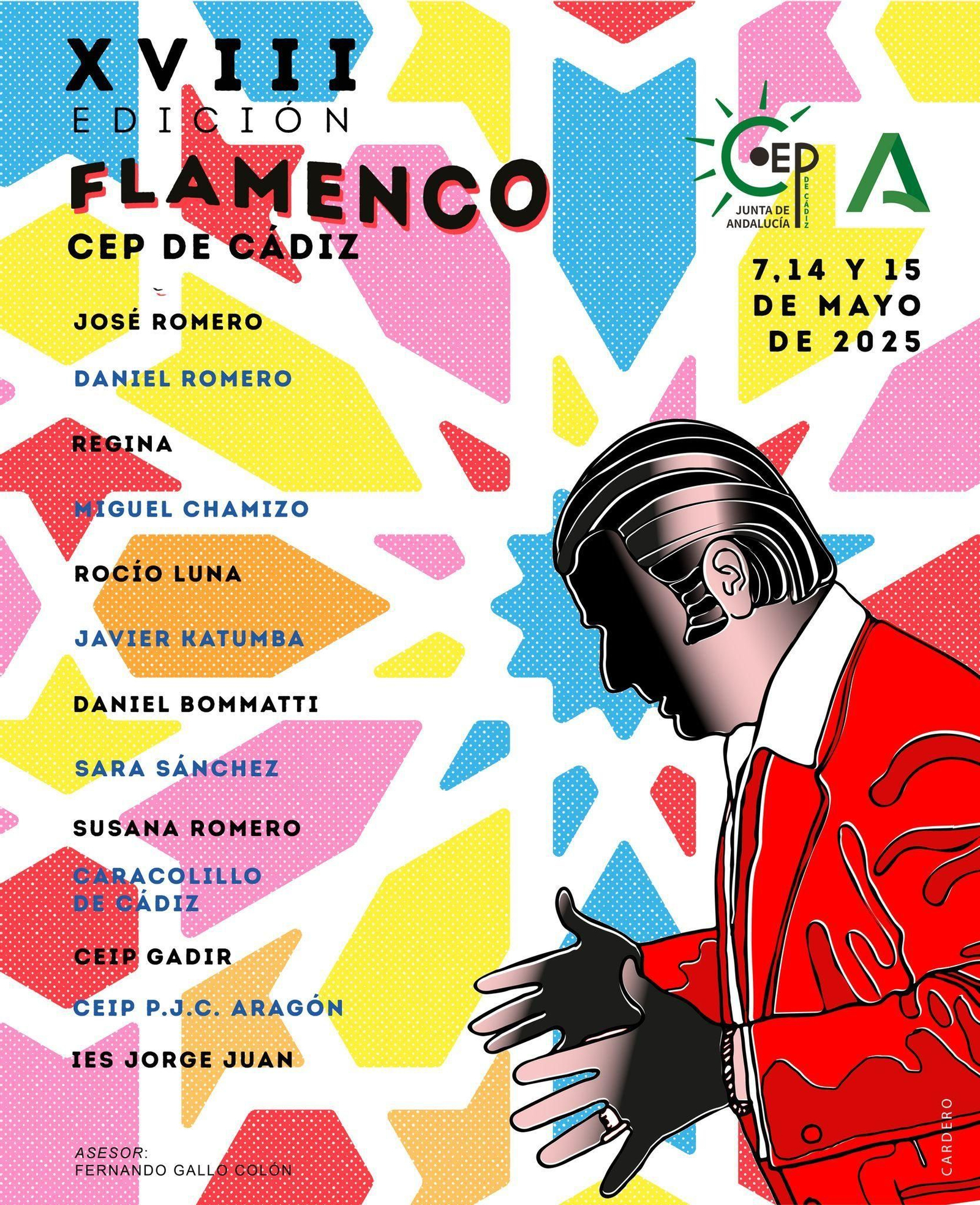 Cartel de la XVIII edición del los Cursos de Flamenco del CEP de Cádiz.