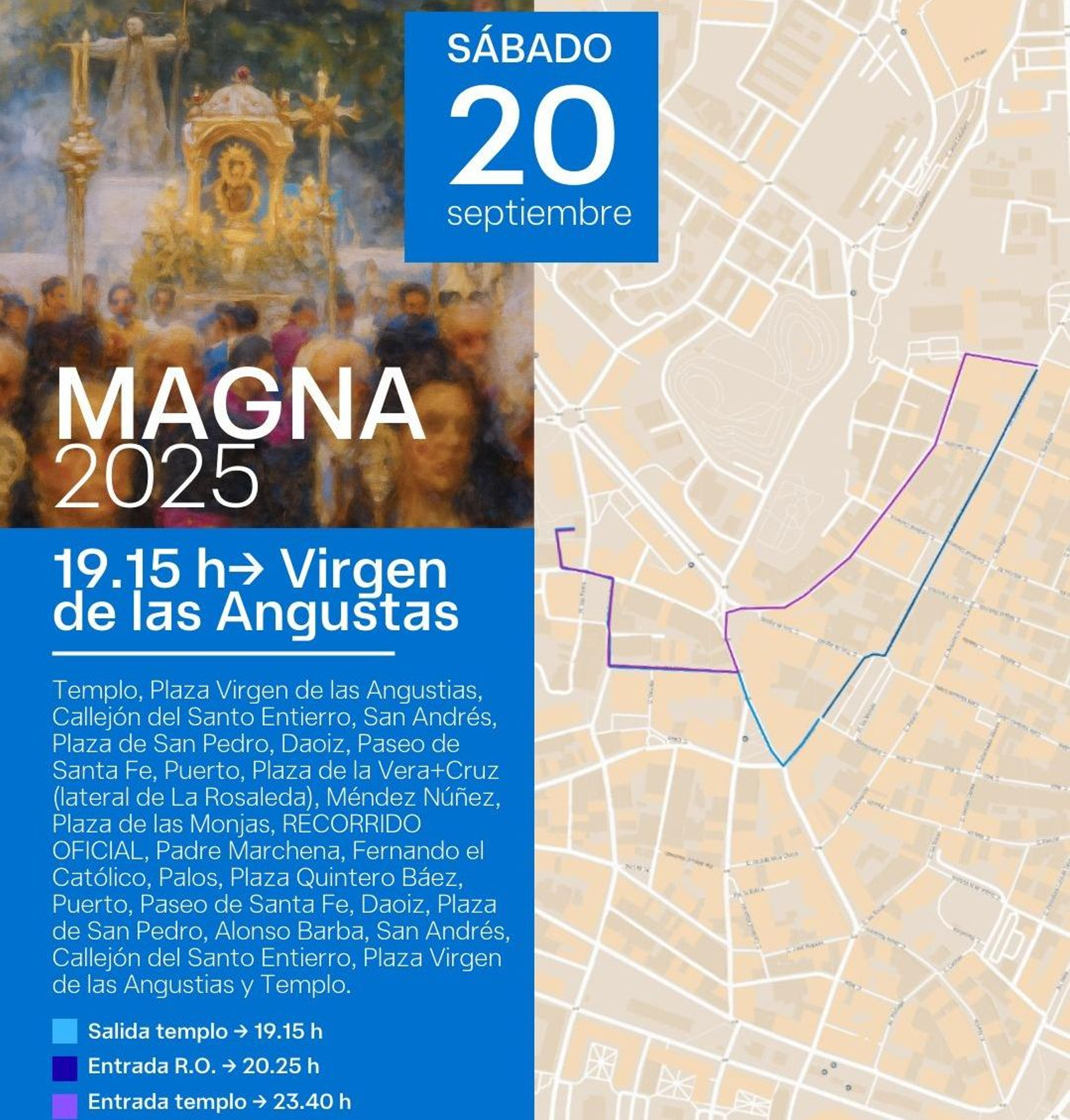 Recorrido de Ntra. Sra. de las Angustias Coronada para la Magna Mariana de Huelva.