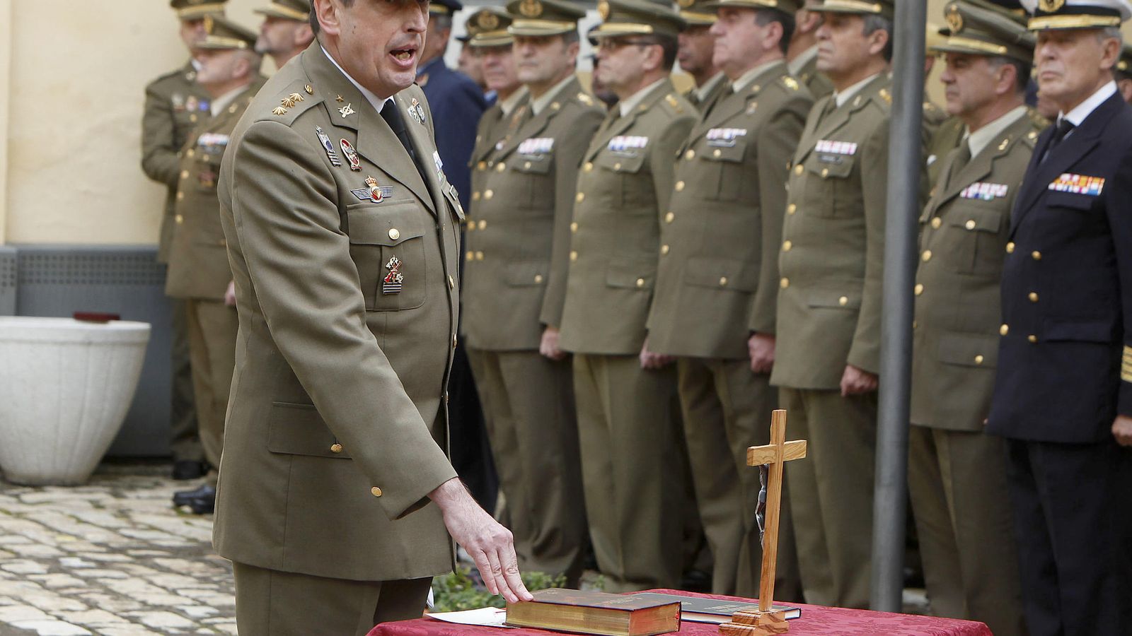 El coronel Carlos Echevarría, en su toma de posesión como delegado de Defensa, en 2017.