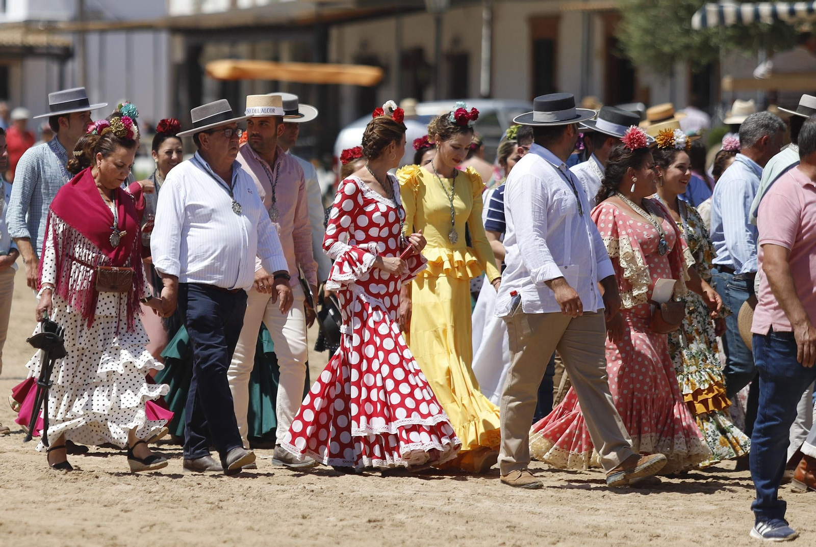 Ambiente en la aldea del Rocío en la jornada del sábado