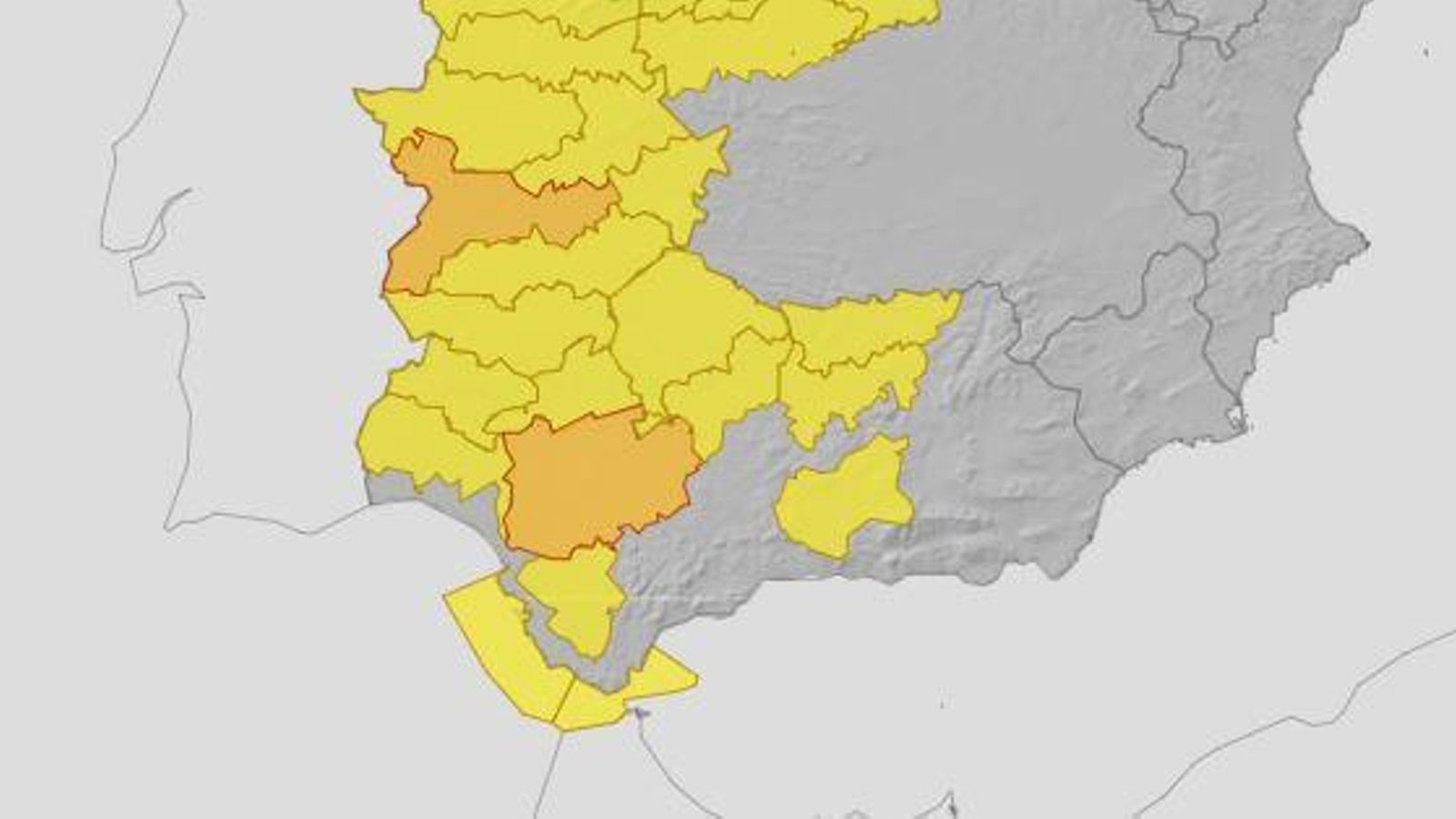 Avisos de la AEMET para el martes de esta semana . Avisos de la AEMET para el martes de esta semana .