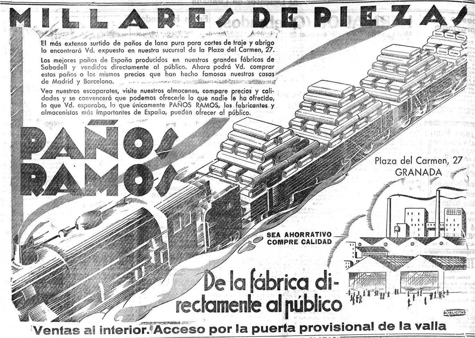 Primeros anuncios de Paños Ramos en Granada (1931)
