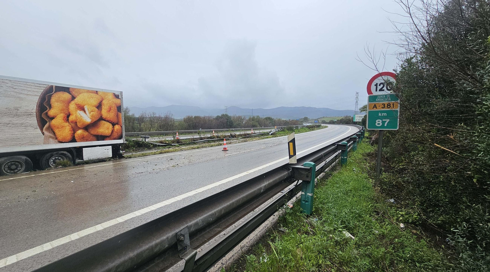 Las fotos del camión accidentado en la A-381 a la altura de Los Barrios
