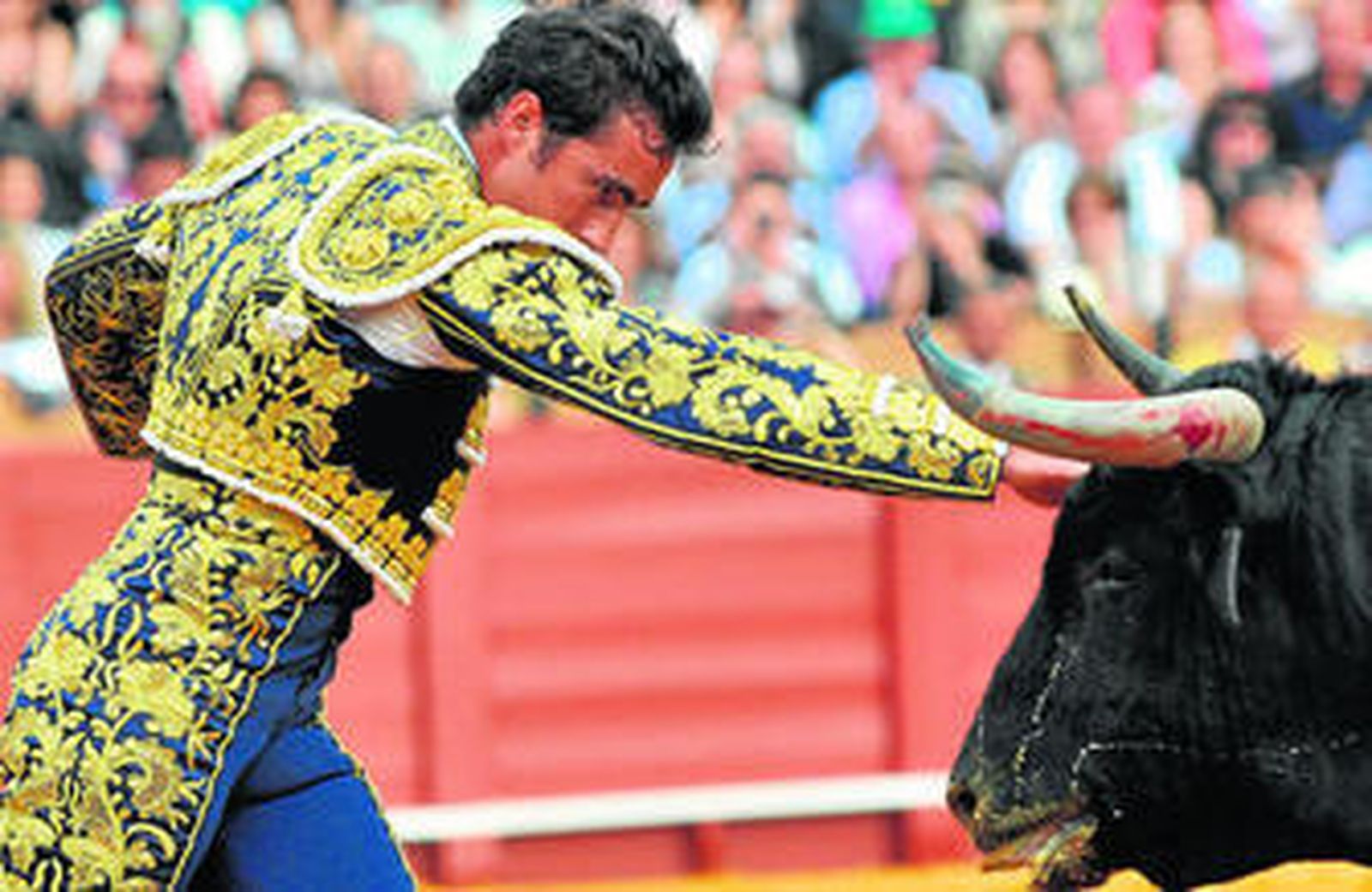 El Fandi parando al tercer toro de la tarde tras ponerle las banderillas.