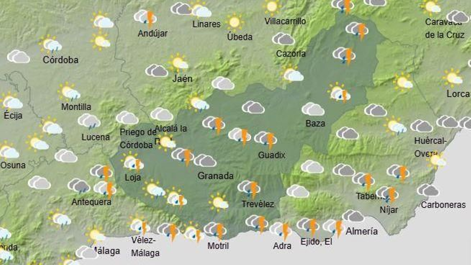 El Tiempo en Granada el 14 de mayo de 2025