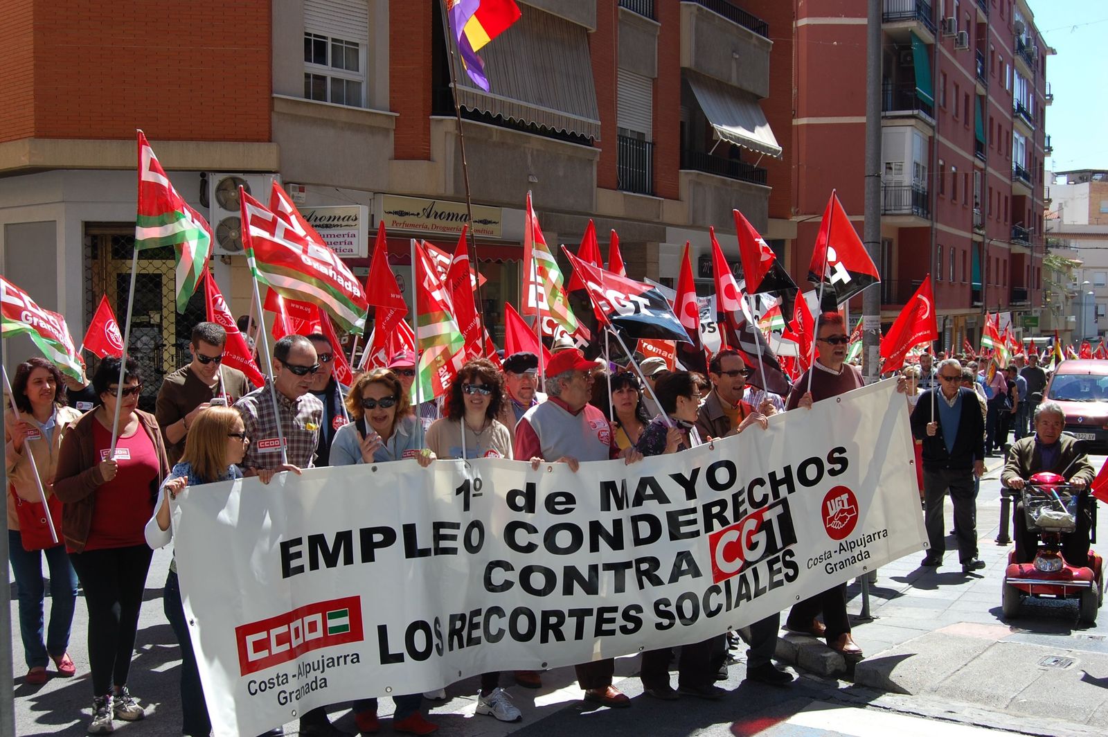 Imagen de archivo de una movilización por el Día Internacional del Trabajo en Motril
