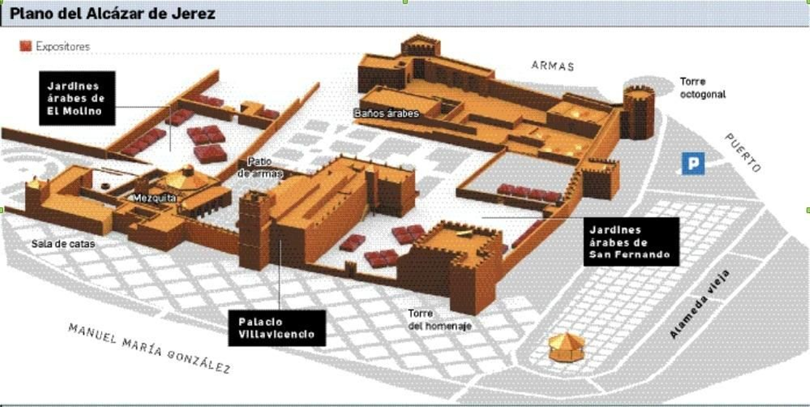 Plano del Alcázar con la distribución de Vinoble.
