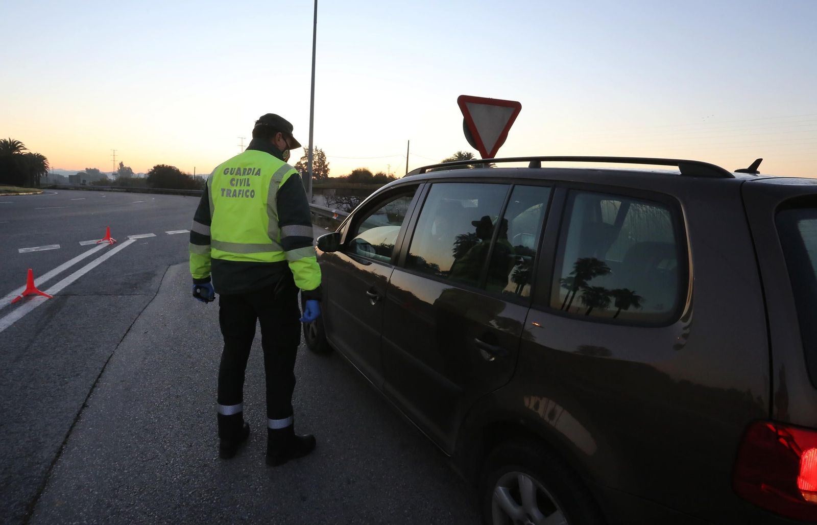 Control de la Guardia Civil en la N-349, este domingo a primera hora.