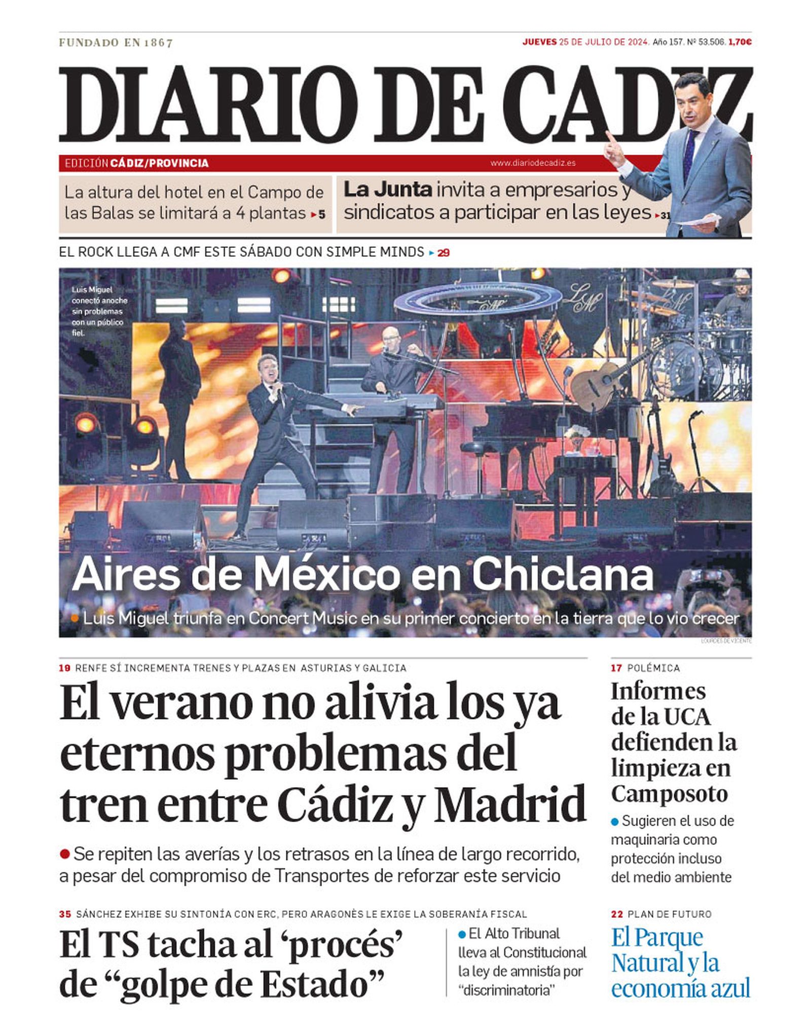 25 de julio. Luis Miguel regresa a España con un concierto en Concert Music Festival de Chiclana.