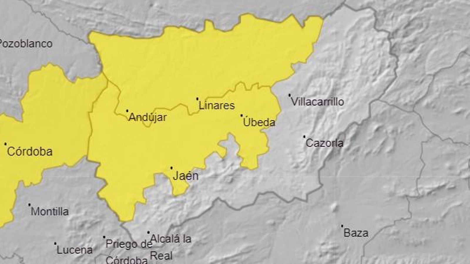 Alerta amarilla Aemet Jaén.