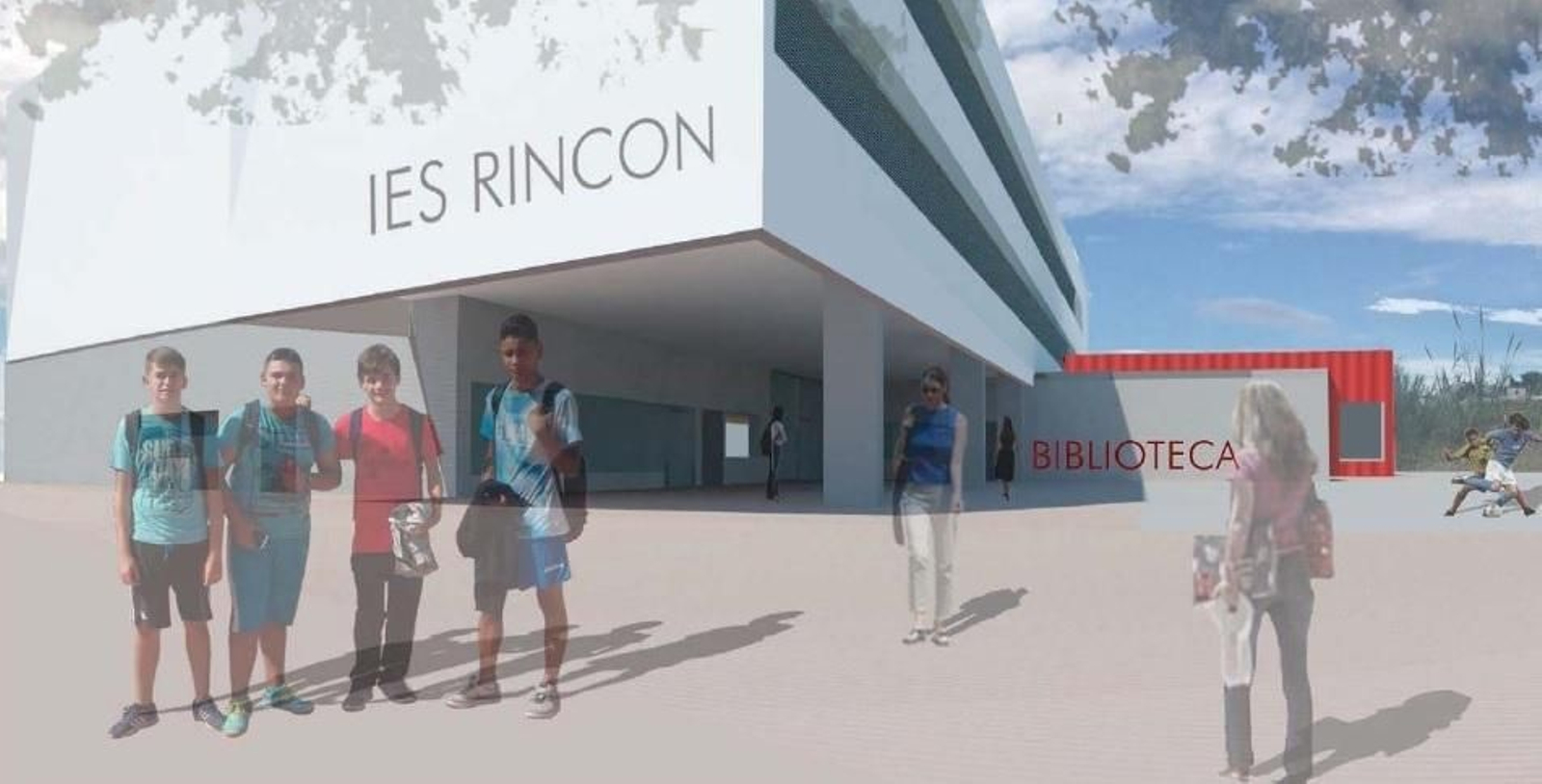 Infografía del exterior del edificio del nuevo instituto. Infografía del exterior del edificio del nuevo instituto.