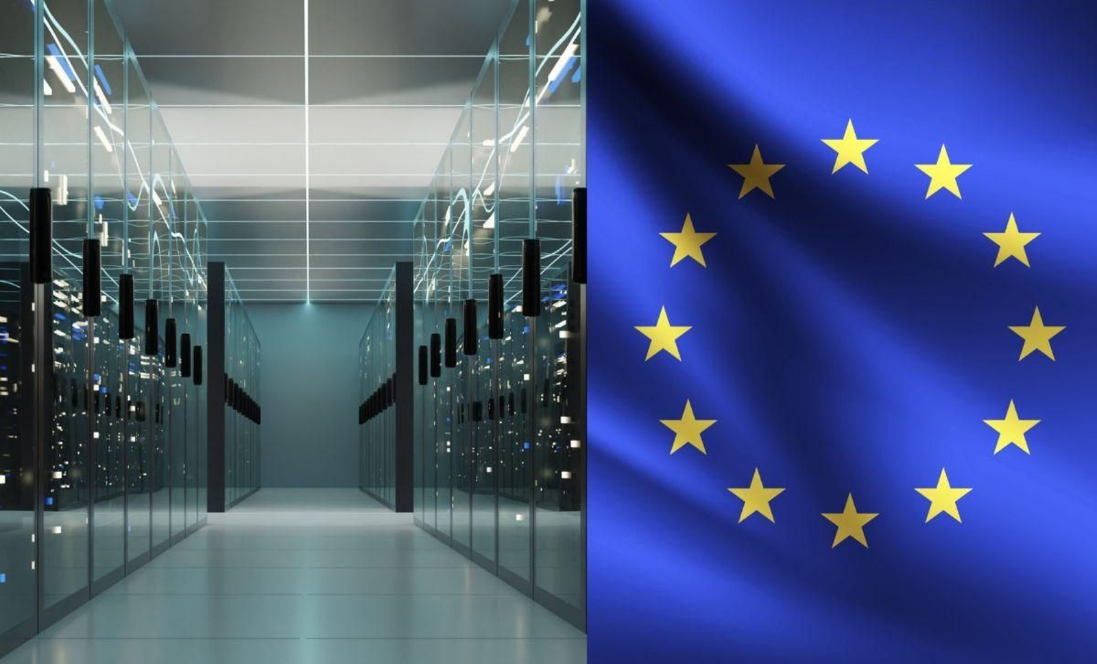 Soporte digital y banderade la UE.