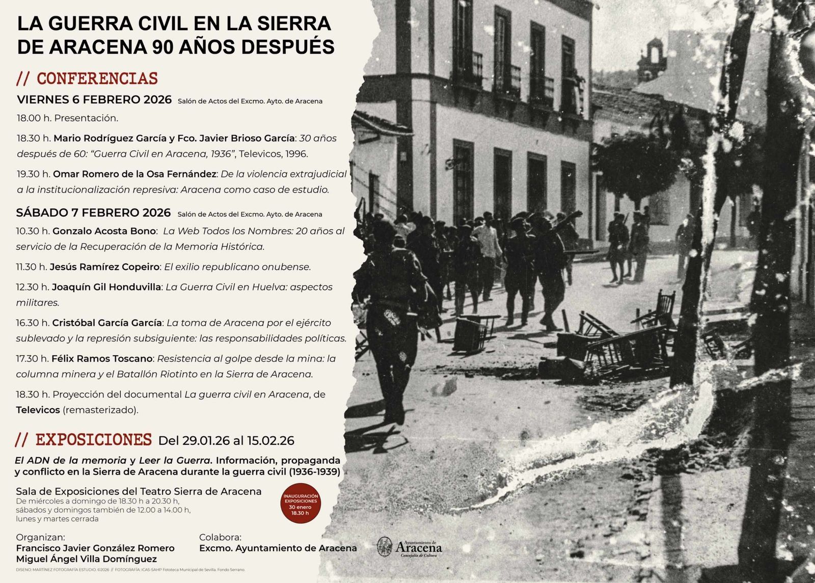 Cartel informativo de las jornadas sobre la Guerra Civil en Aracena.
