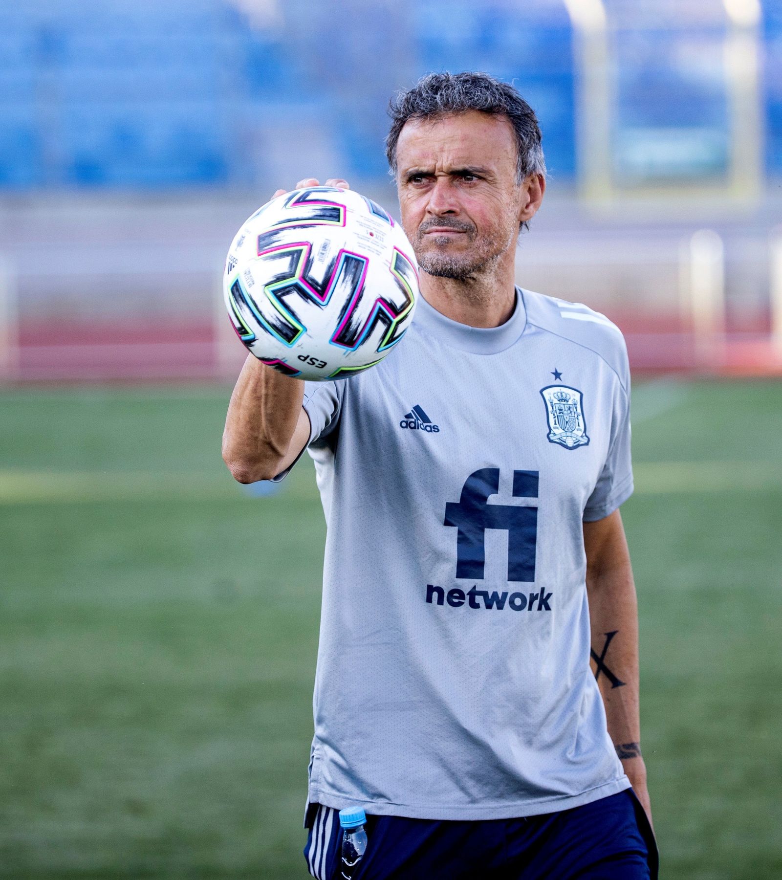 Luis Enrique en el entrenamiento de la selección española